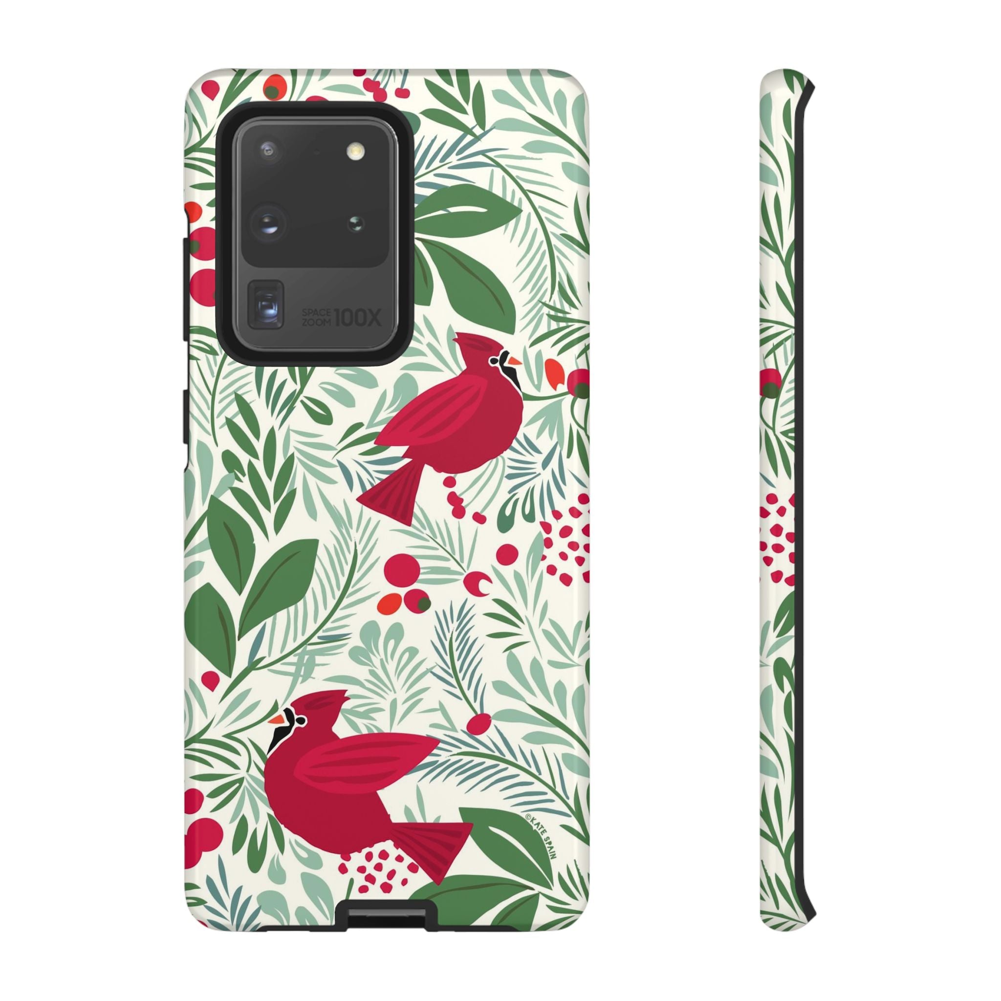 Birds and Berries Samsung Galaxy S20 Ultra Case – Glossy | cream, red, green botanical cardinal berry print