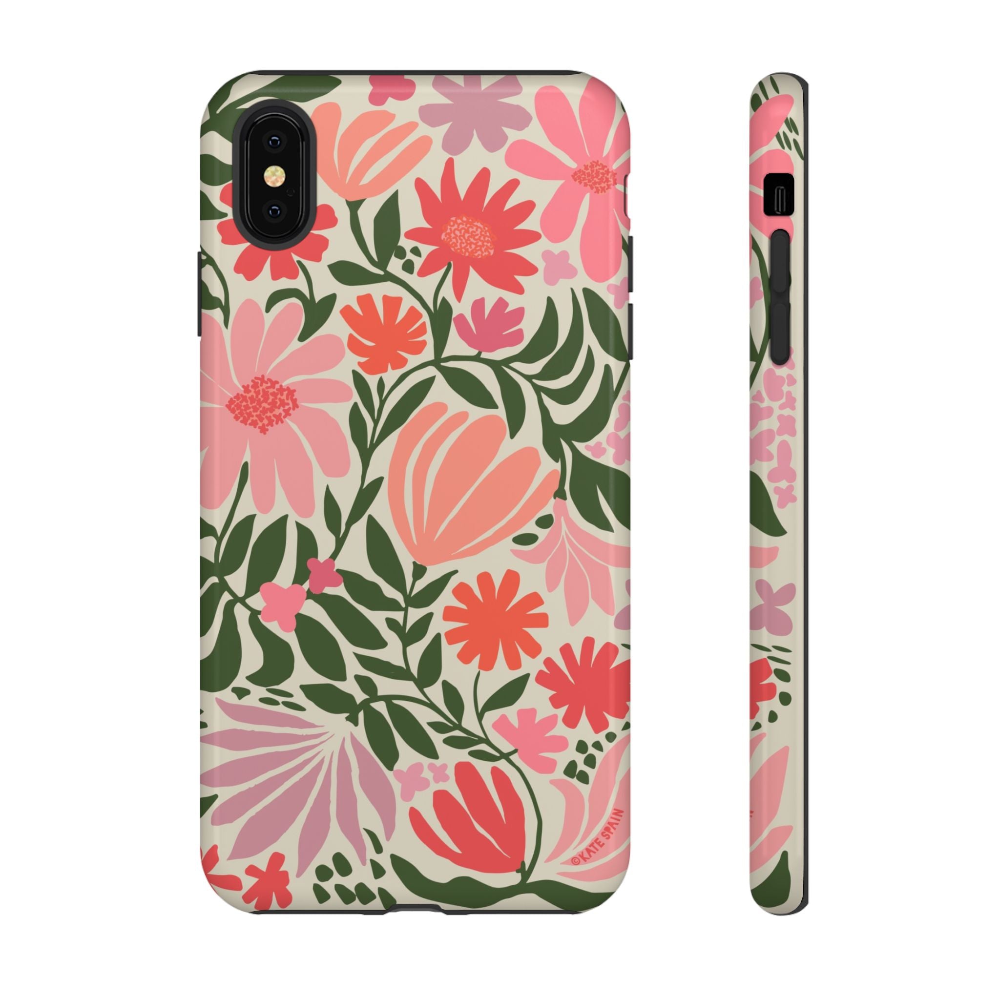 Calendula Tough iPhone XS Max Case – Glossy | periwinkle, cream, teal graphic daisy floral print