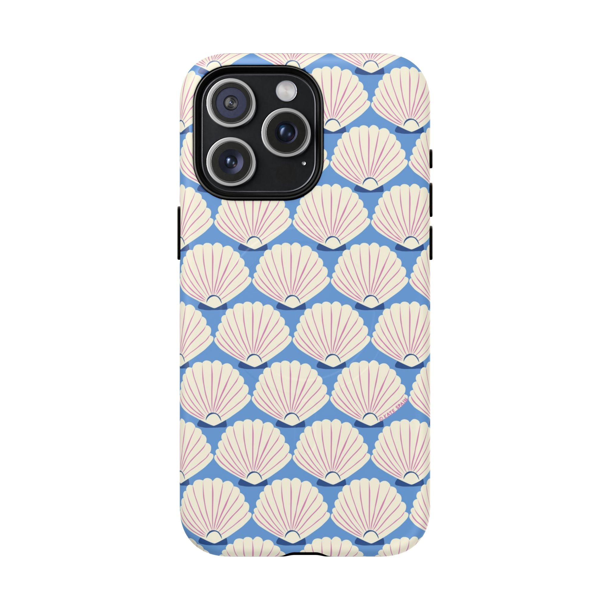 Seashells MagSafe iPhone 15 Pro Max Case – Matte | periwinkle, cream, blush scallop shell print