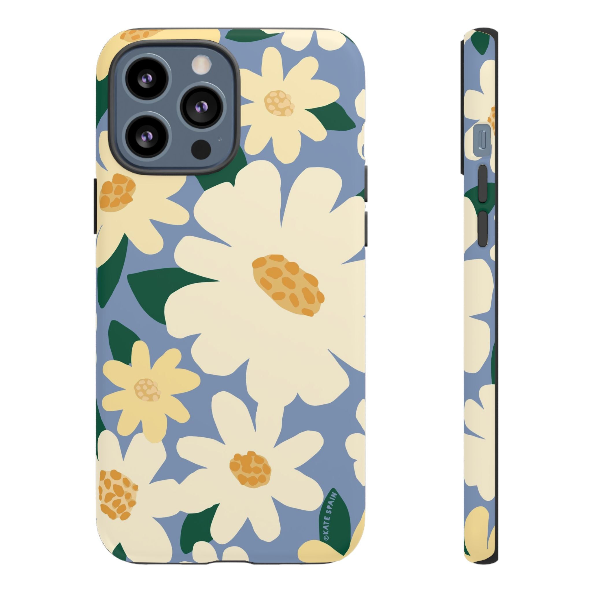 Chamomile Tough iPhone 13 Pro Max Case – Matte | periwinkle, cream, yellow botanical daisy floral print
