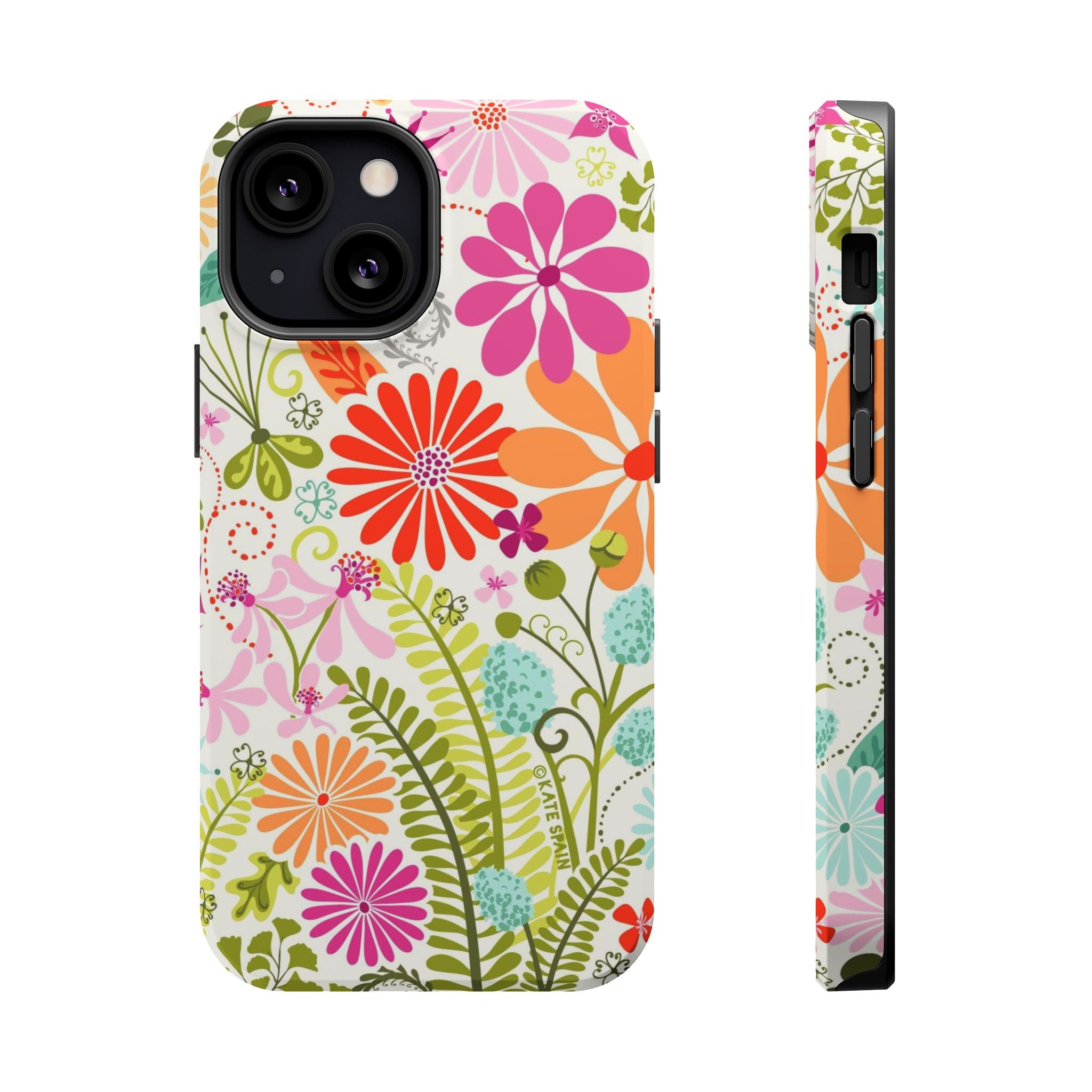 Luxury Terrain MagSafe iPhone 14 Pro Case – Matte | white, magenta, coral botanical woodland floral print