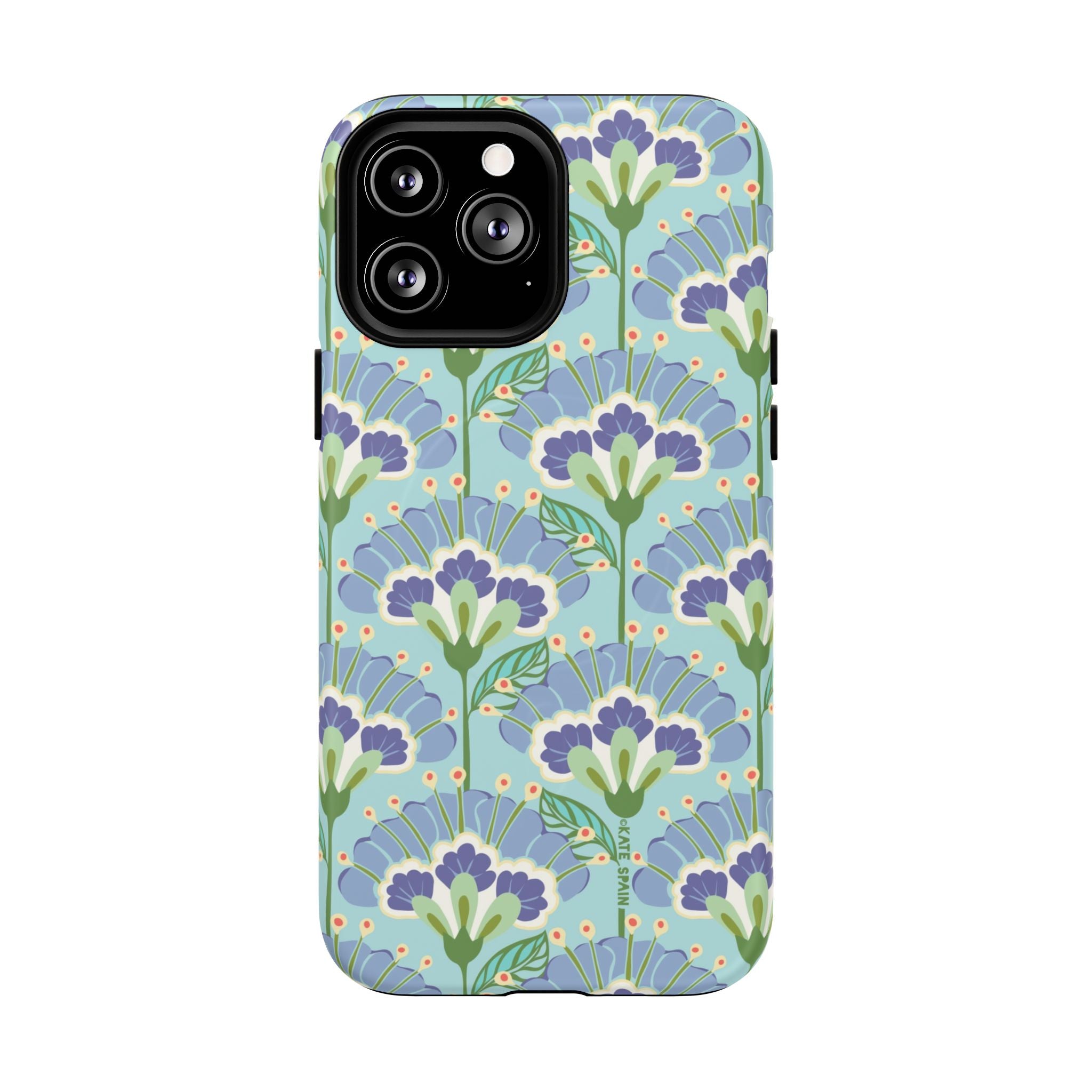 Lantern Flower MagSafe iPhone 13 Pro Max Case – Matte | aqua, periwinkle, green botanical lantern floral print