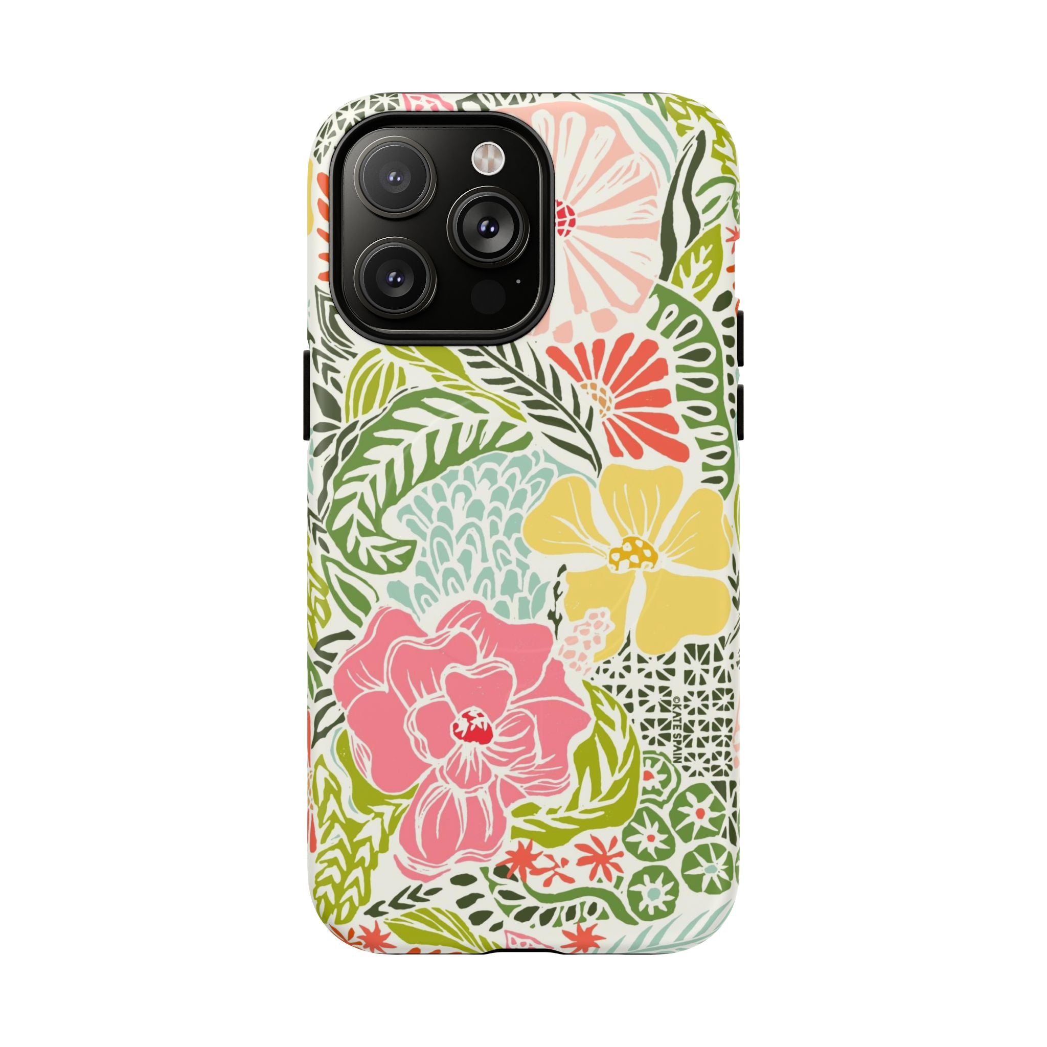 Tropica MagSafe iPhone 14 Pro Max Case – Matte | yellow, coral, pink, green botanical tropical floral print