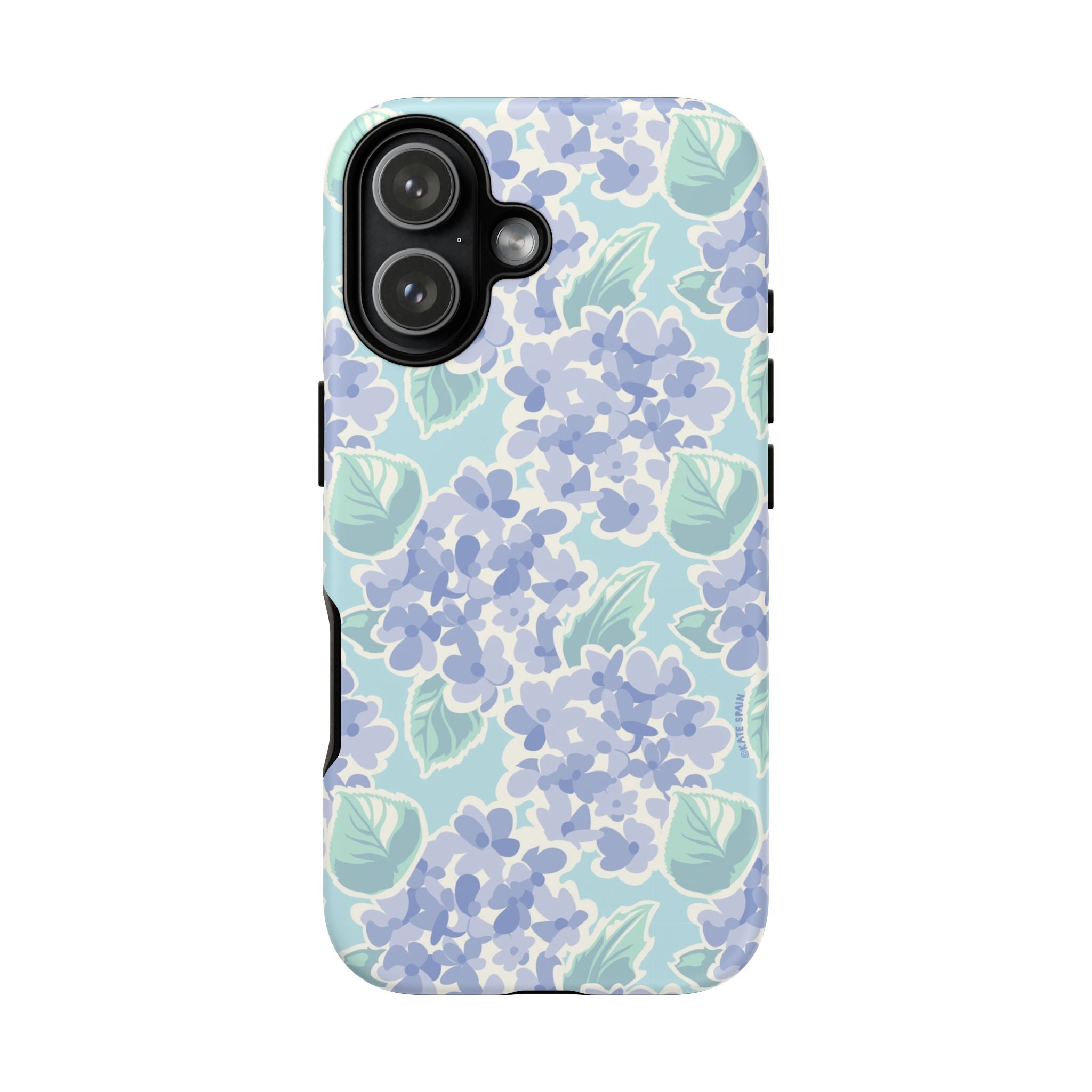 Nantucket Hydrangea Tough iPhone 17 Case – Matte | white, lavender, mint watercolor hydrangea print