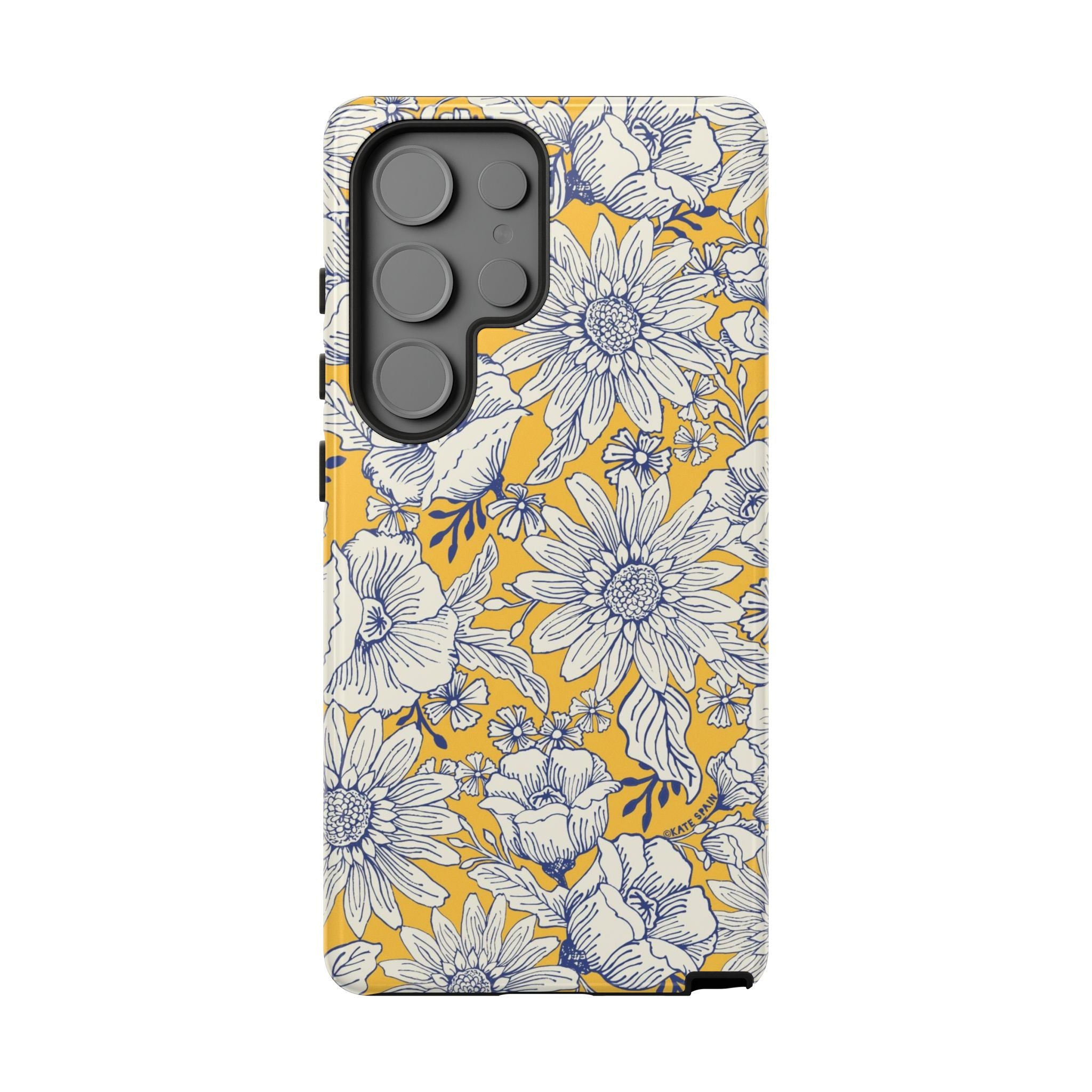 Luxury Jardin Samsung Galaxy S25 Ultra Case – Matte | yellow, cream, blue botanical floral print