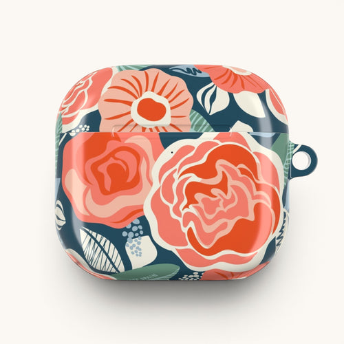 Tea Rose Navy AirPods Case