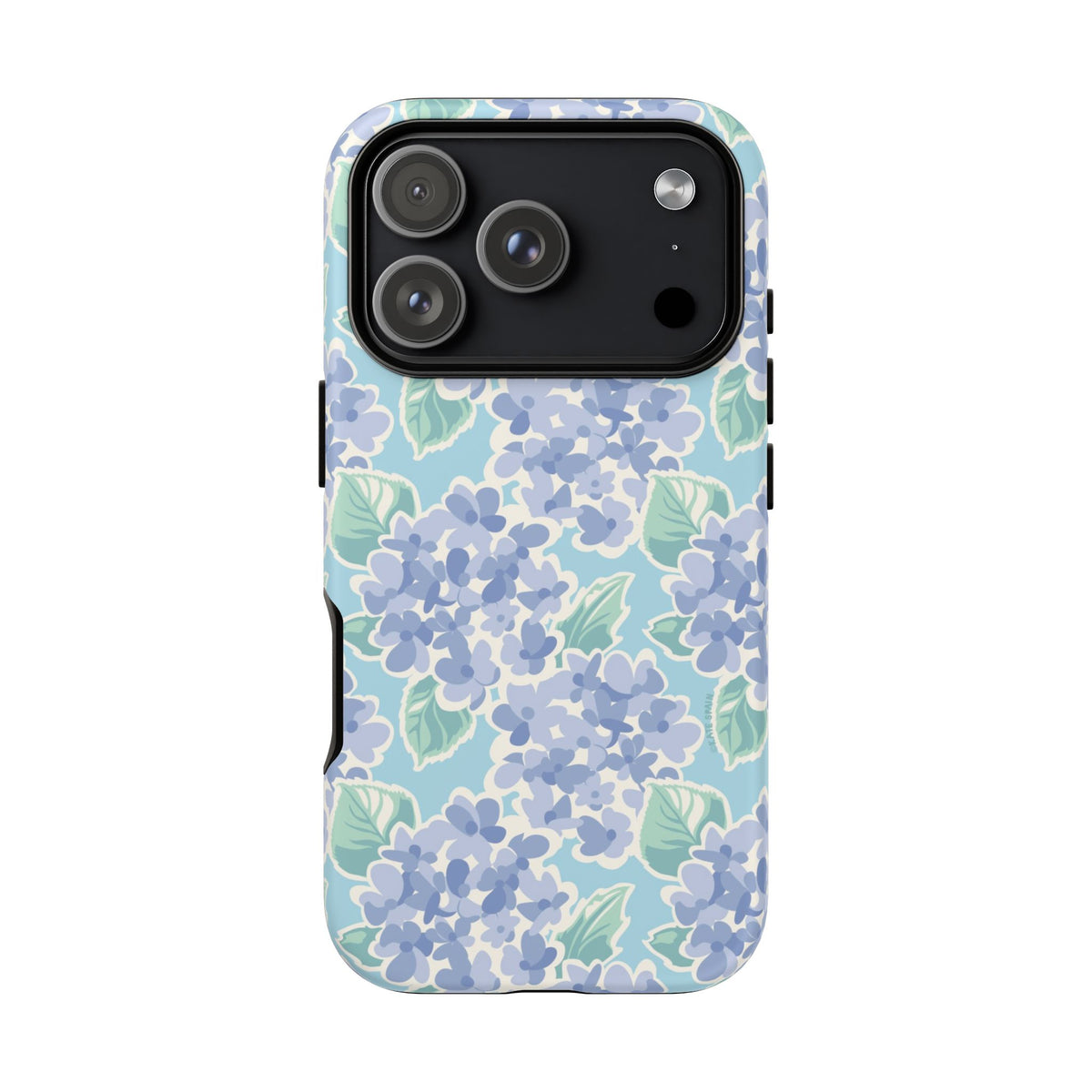 Nantucket Hydrangea Tough iPhone 18 Pro Case – Matte | periwinkle, sky blue, mint hydrangea floral print