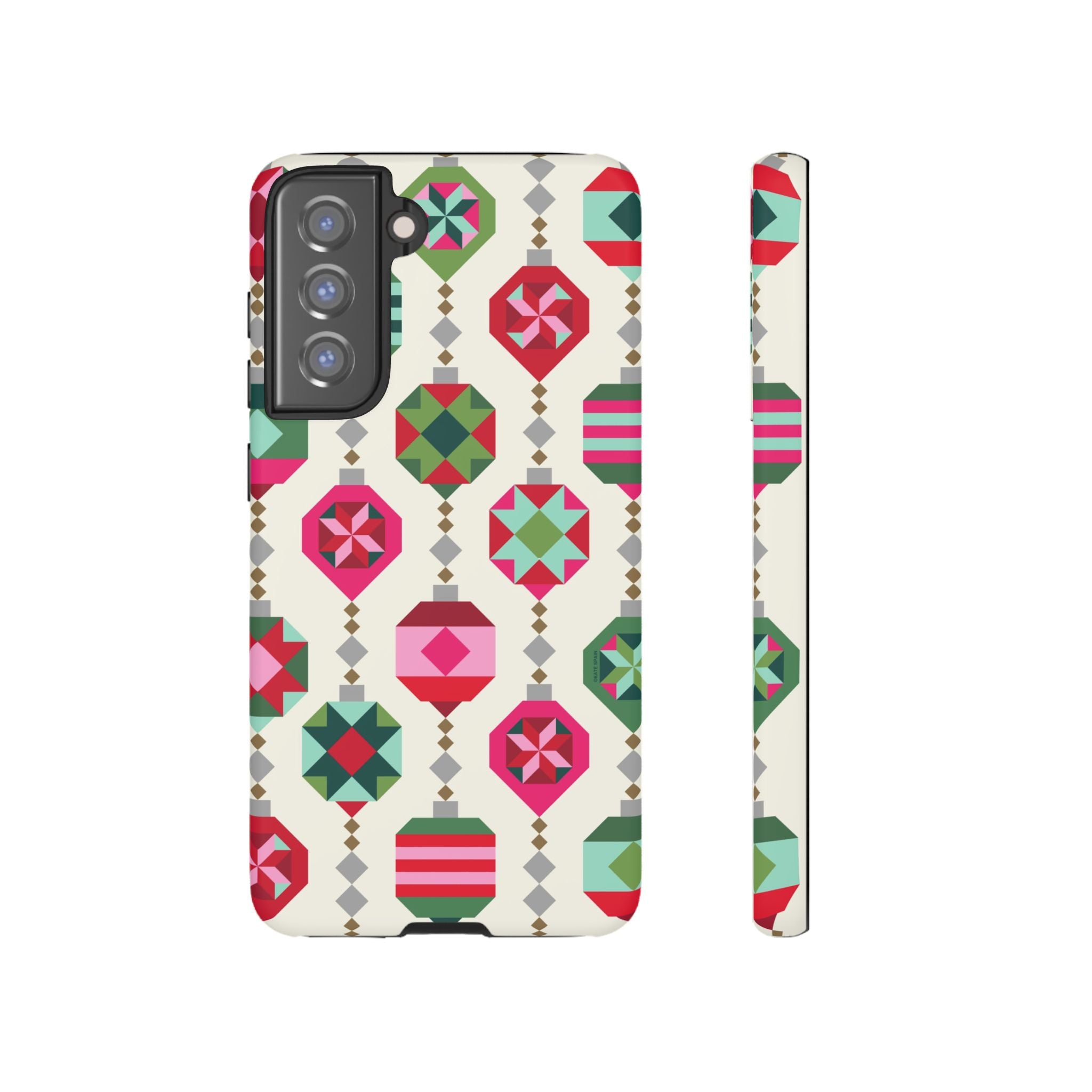 Felicity Ornaments Samsung Galaxy S21 Case – Glossy | cream, red, pink, green, mint geometric quilted ornament print