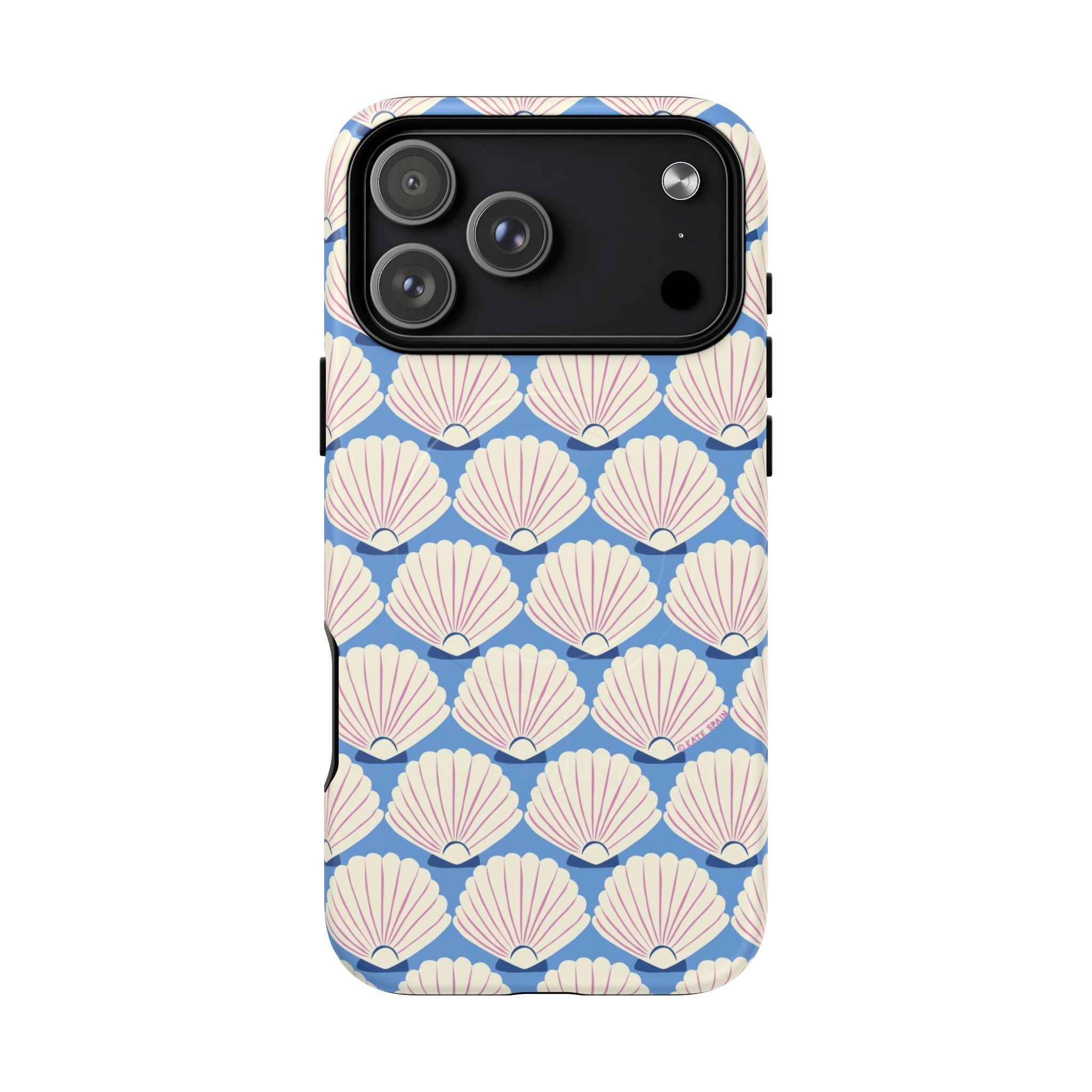 Seashells MagSafe iPhone 17 Pro Max Case – Matte | periwinkle, cream, blush scallop shell print