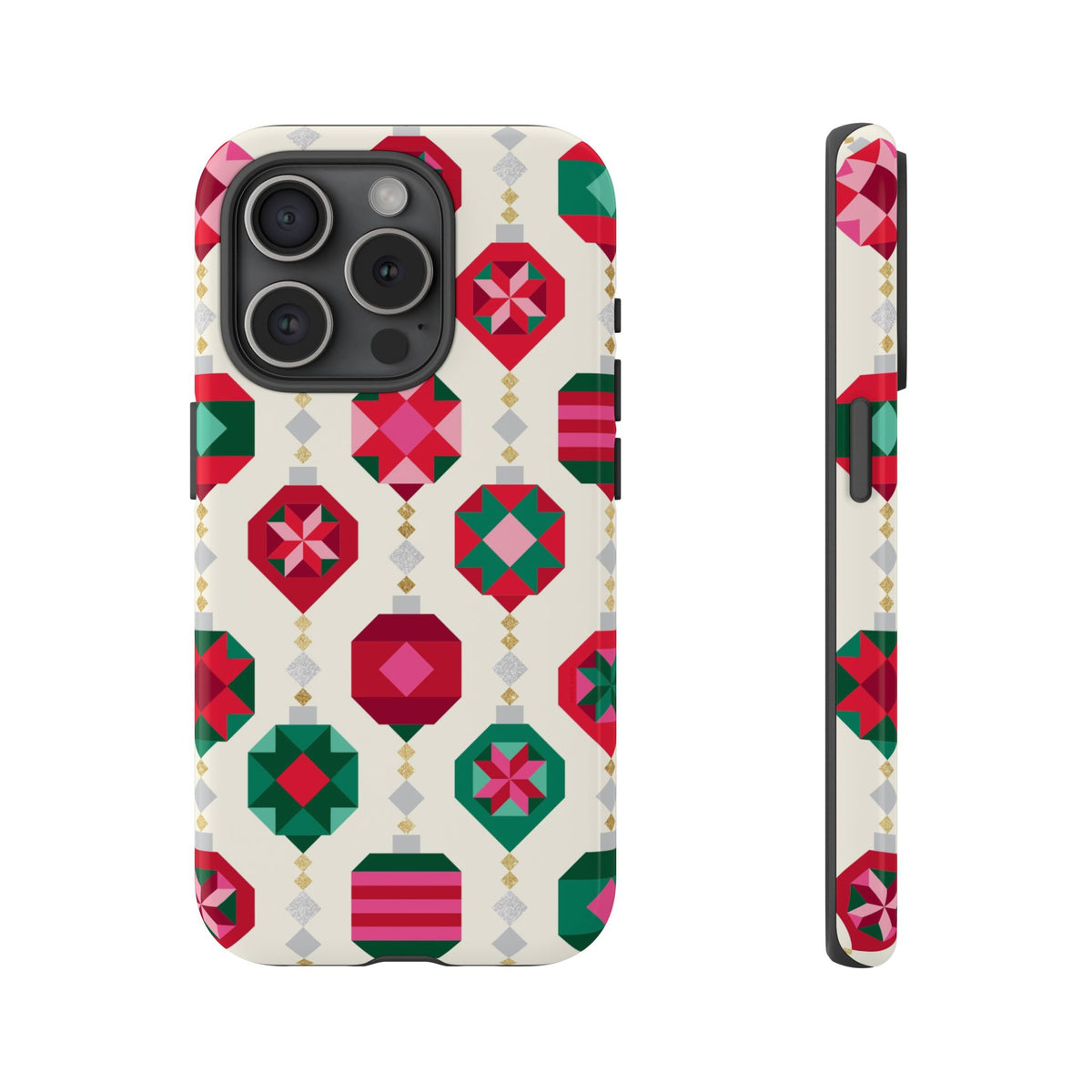 Felicity Ornaments Tough iPhone 15 Pro Case – Glossy | holiday ornament print