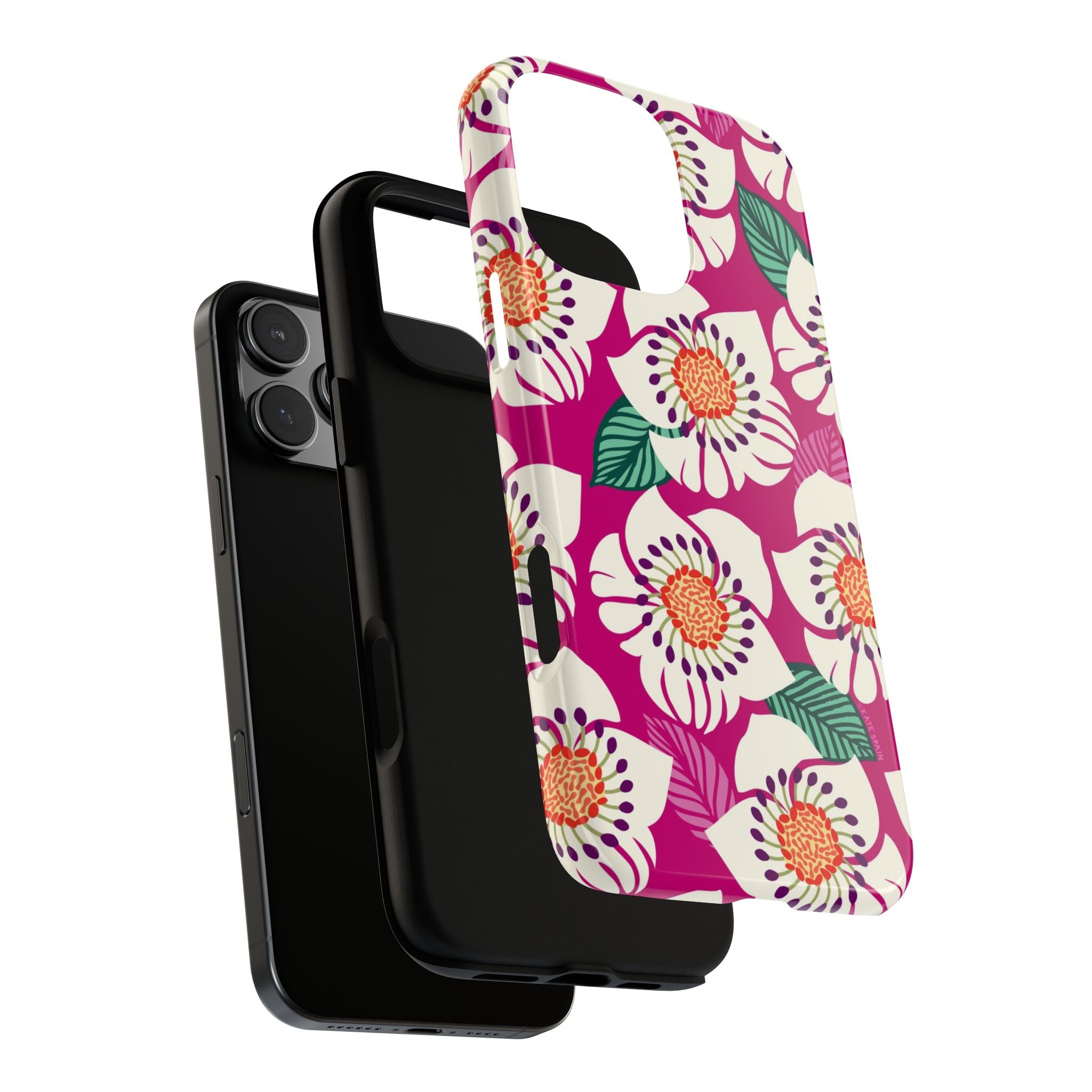 Panache Rose Tough iPhone 16 Pro Max Case – exploded side view showing dual-layer construction