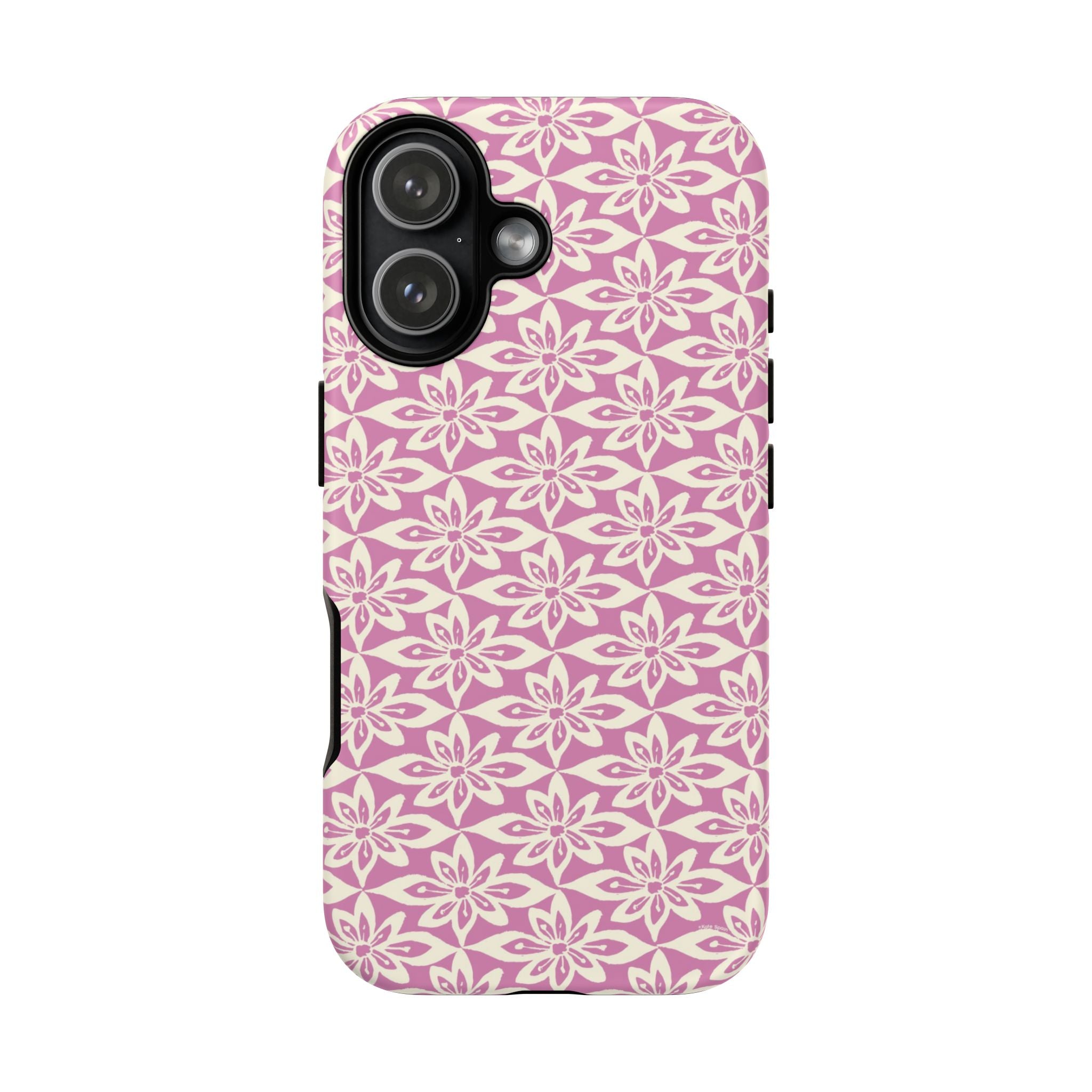 Lily Rose iPhone 17 Case – Matte | graphic white lily print on soft rose — botanical phone case by Kate Spain