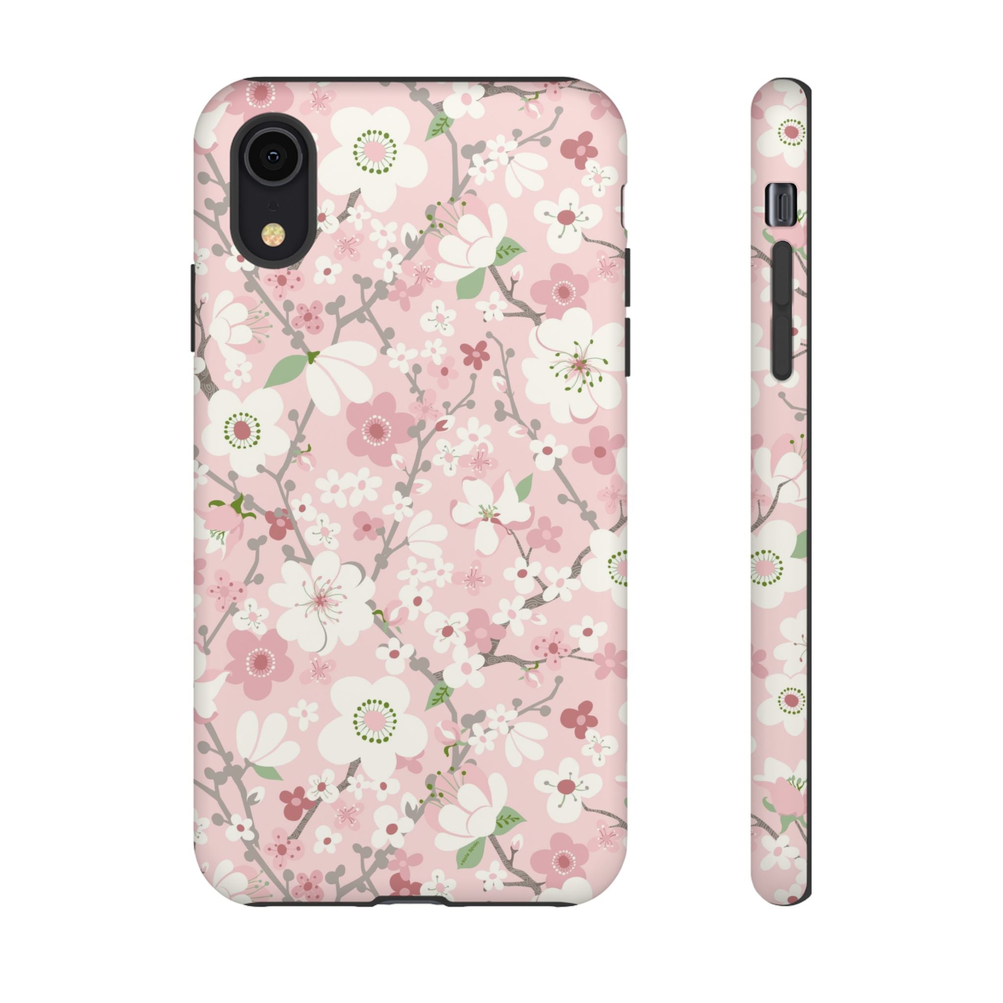 Luxury Pink Cherry Blossom Tough iPhone XR Case – Matte | light pink, white, cherry blossom floral print
