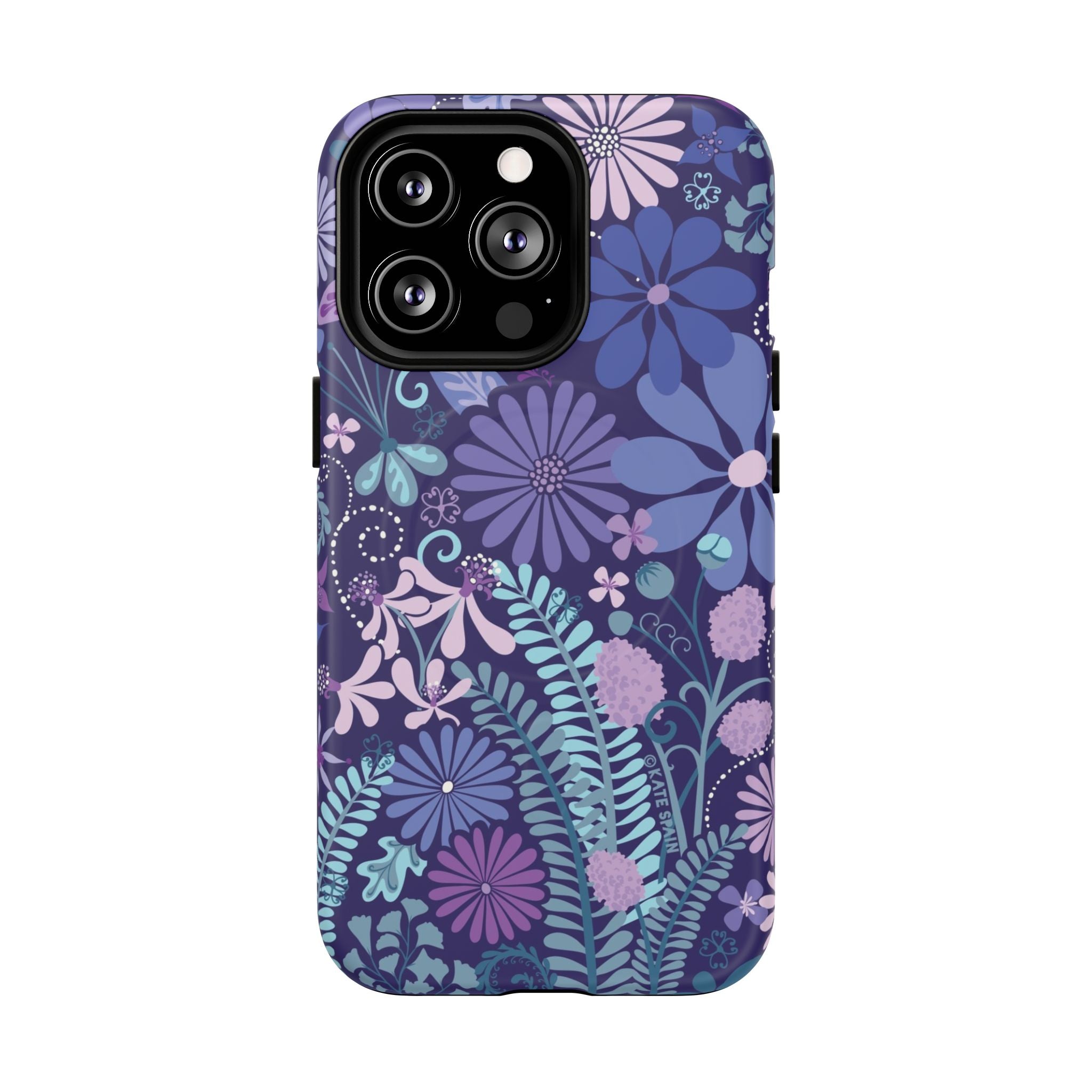 Terrain Night MagSafe iPhone 13 Pro Case – Matte | navy, purple, aqua botanical woodland floral print