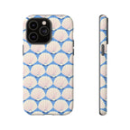 Seashells Tough iPhone 14 Pro Max Case – Matte | periwinkle, cream, blush scallop shell print