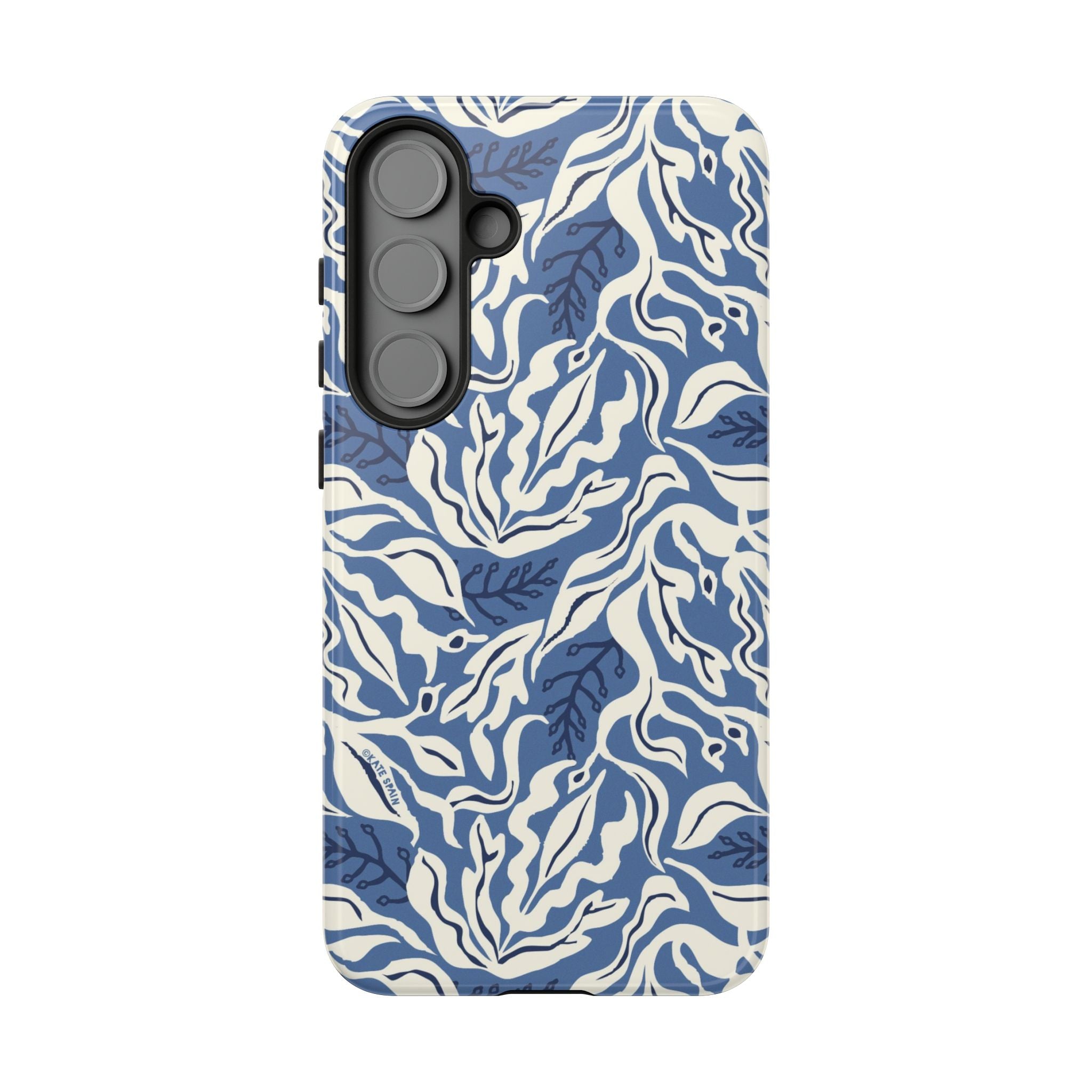 Luxury Ocean Tides Samsung Galaxy S25 Plus Case – Glossy | blue and white tidal bed ocean print