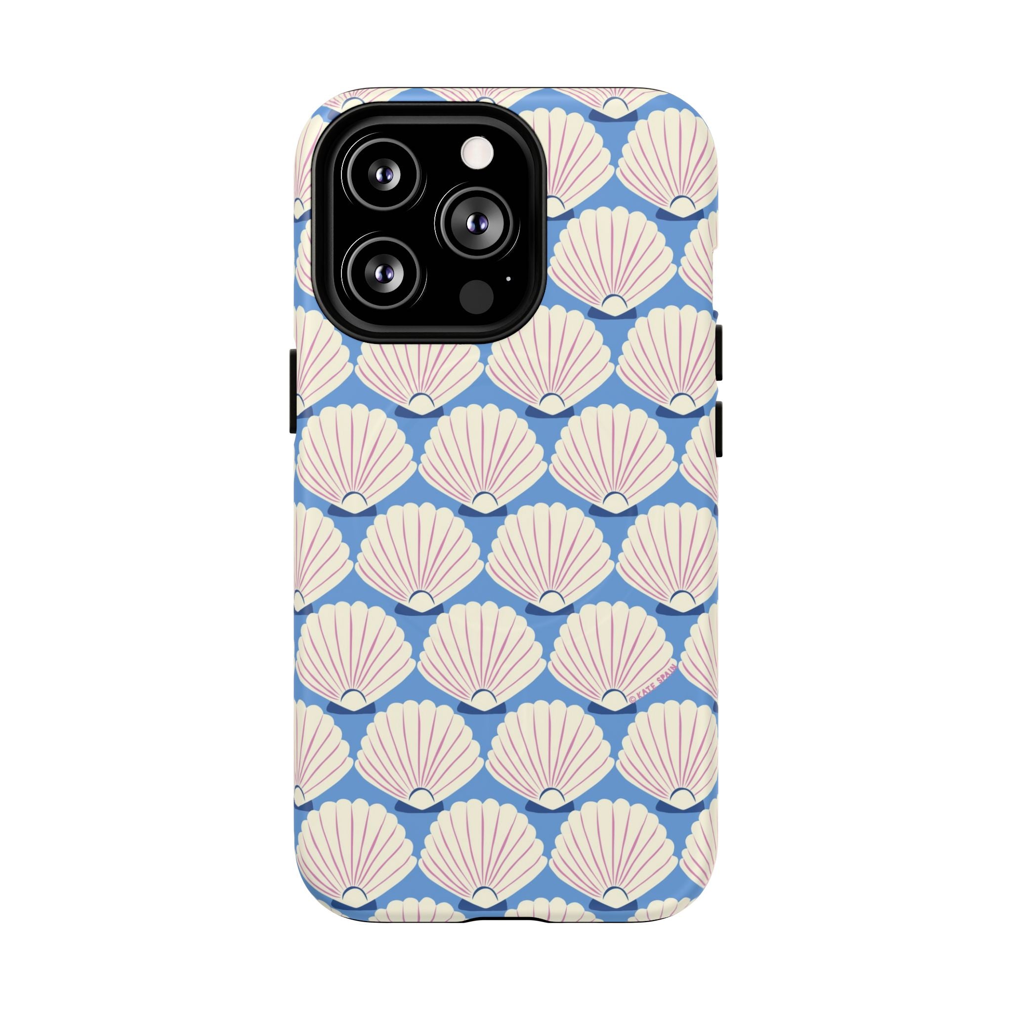 Seashells MagSafe iPhone 13 Pro Case – Matte | periwinkle, cream, blush scallop shell print