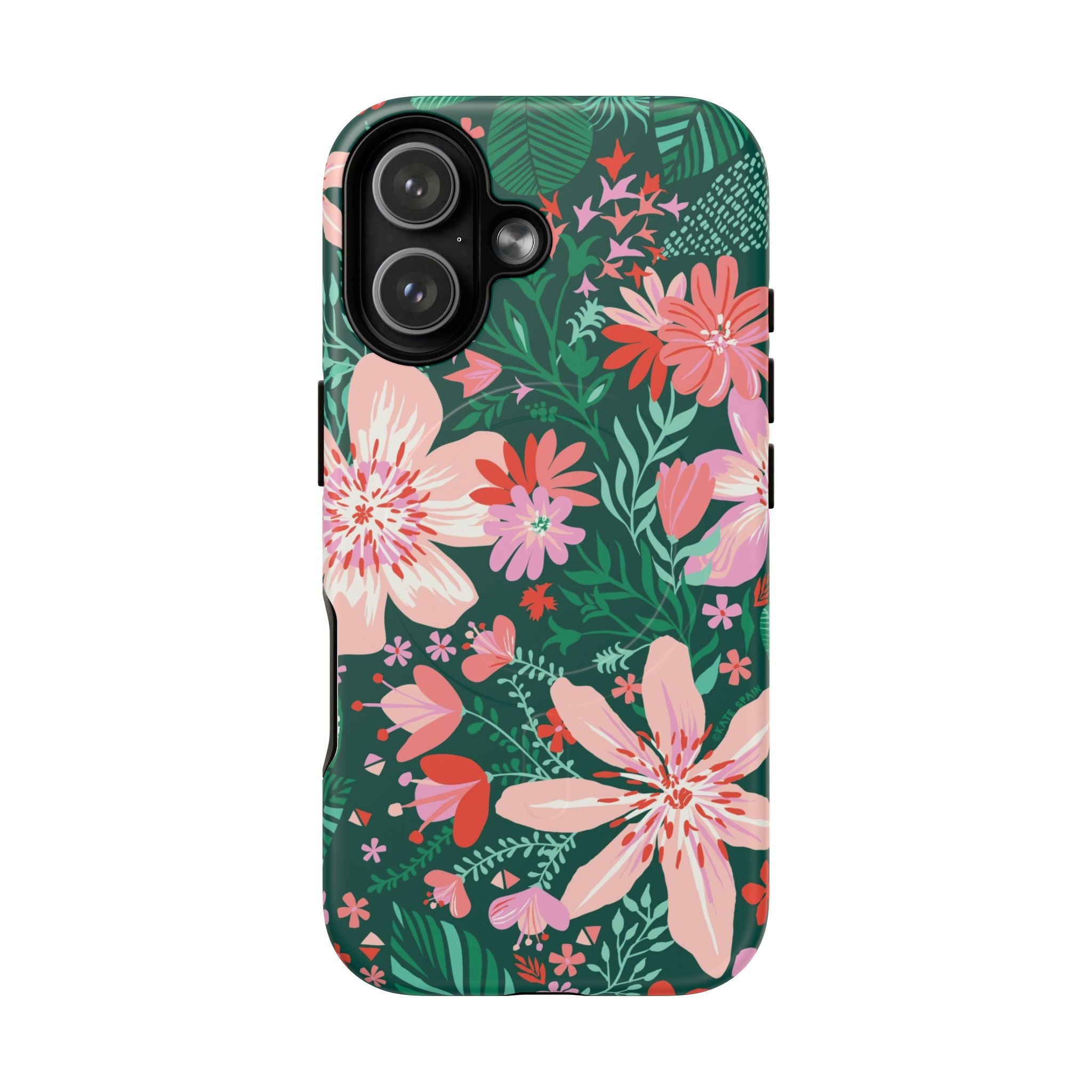 Bonaire MagSafe iPhone 17 Case – Matte | jade, pink, white tropical floral botanical print