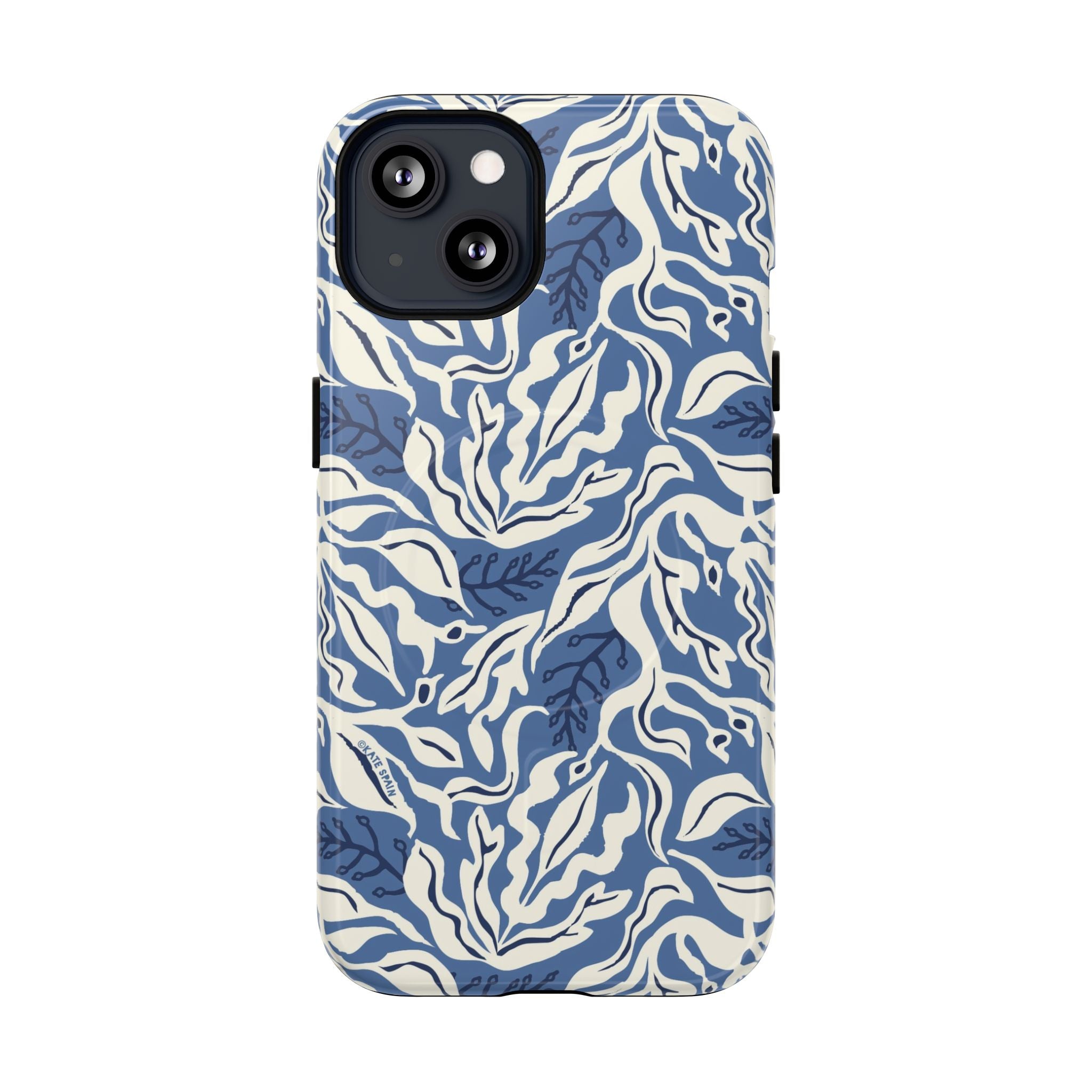 Ocean Tides MagSafe iPhone 13 Case – Glossy | blue and white tidal bed ocean print
