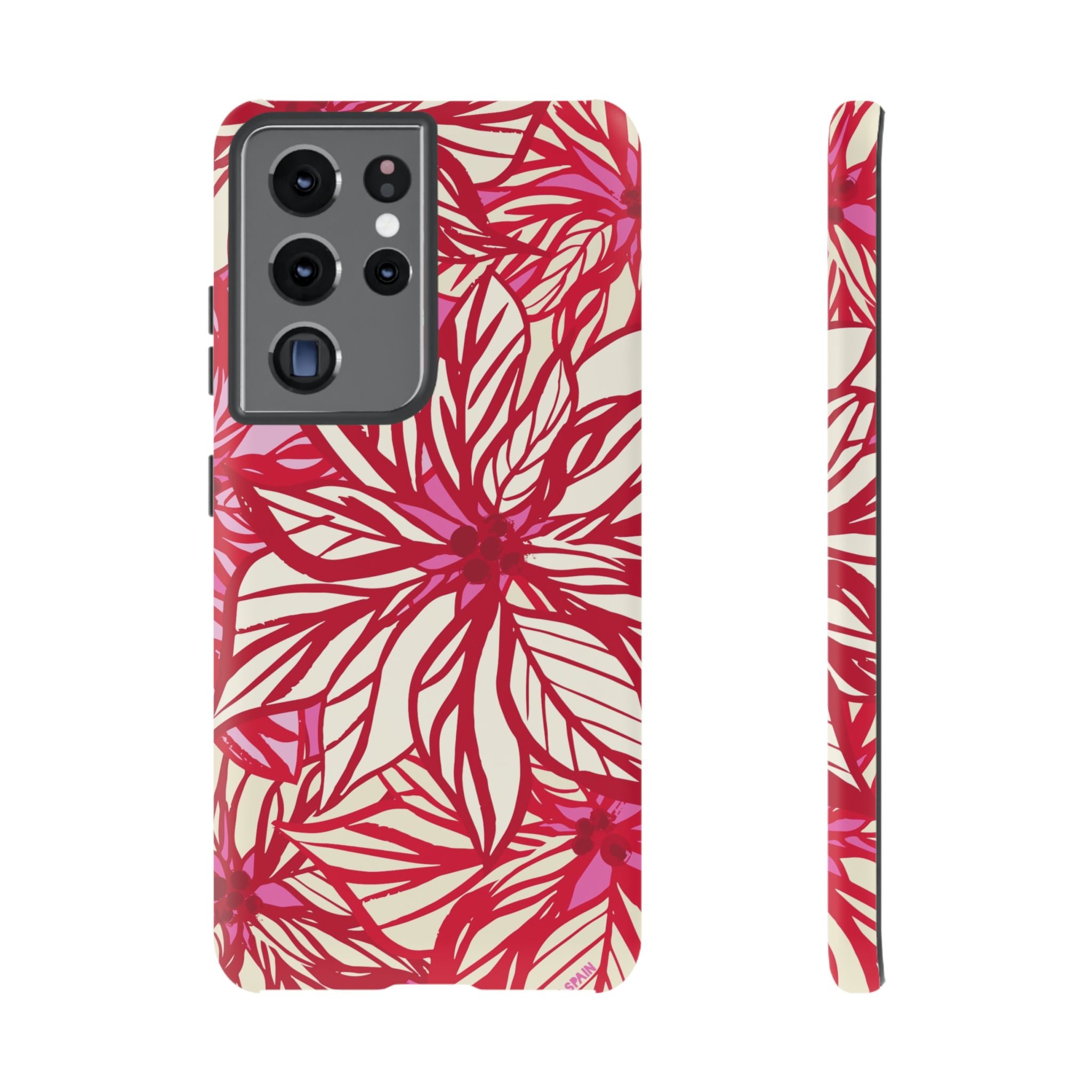 Poinsettia Samsung Galaxy S21 Ultra Case – Matte | cream, red, pink poinsettia botanical print