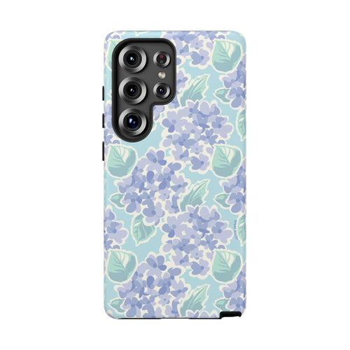 Luxury Nantucket Hydrangea Samsung Galaxy S25 Ultra Case – Glossy | periwinkle, sky blue, mint hydrangea floral print