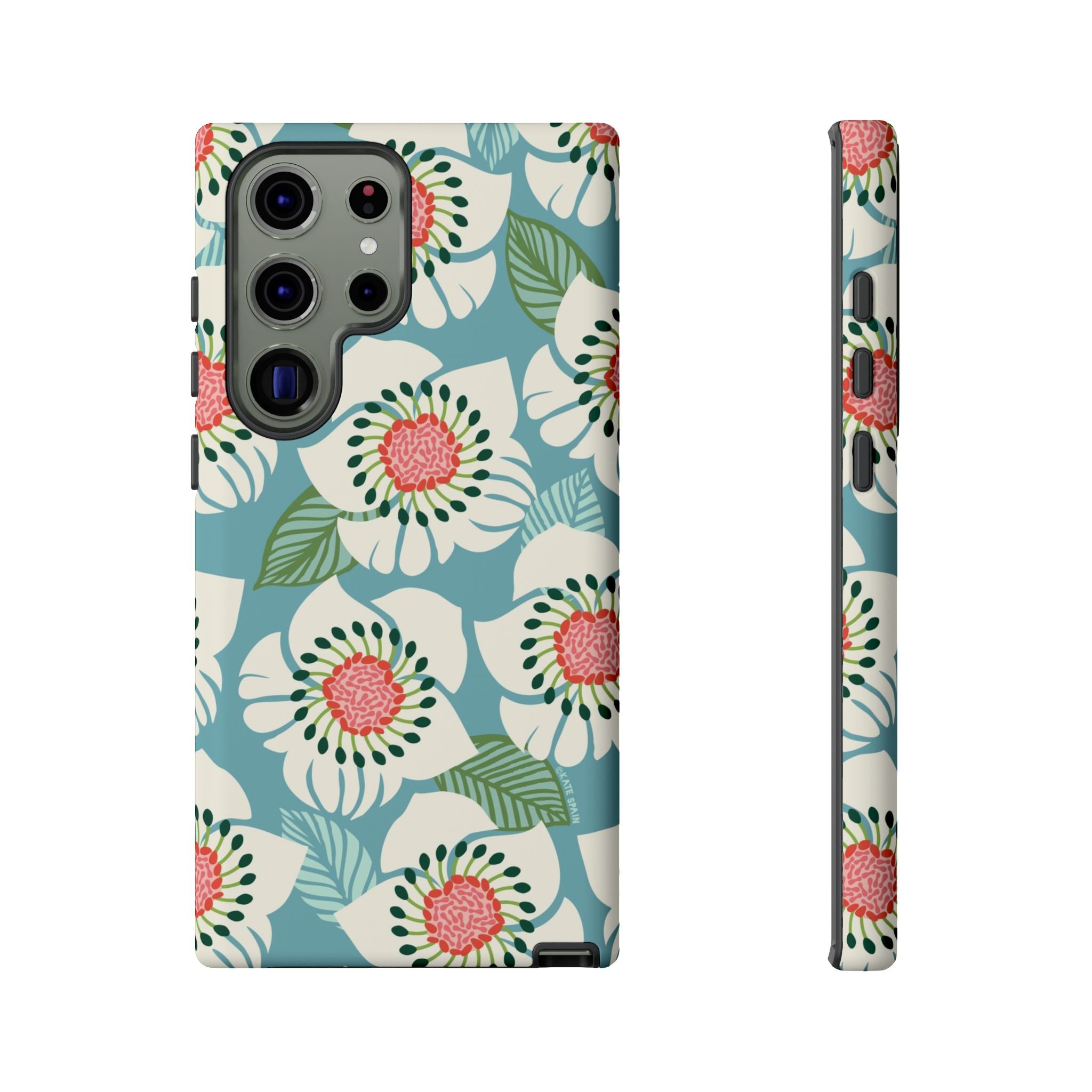 Artistic Panache Samsung Galaxy S23 Ultra Case – Matte | sky blue, pale cream, pink anemone floral print