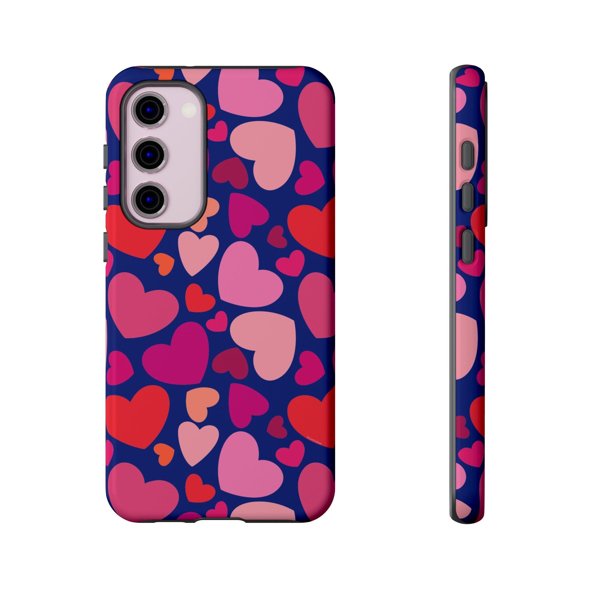 Hearts Samsung Galaxy S23 Plus Case – Glossy | navy, pink, blush, red heart print