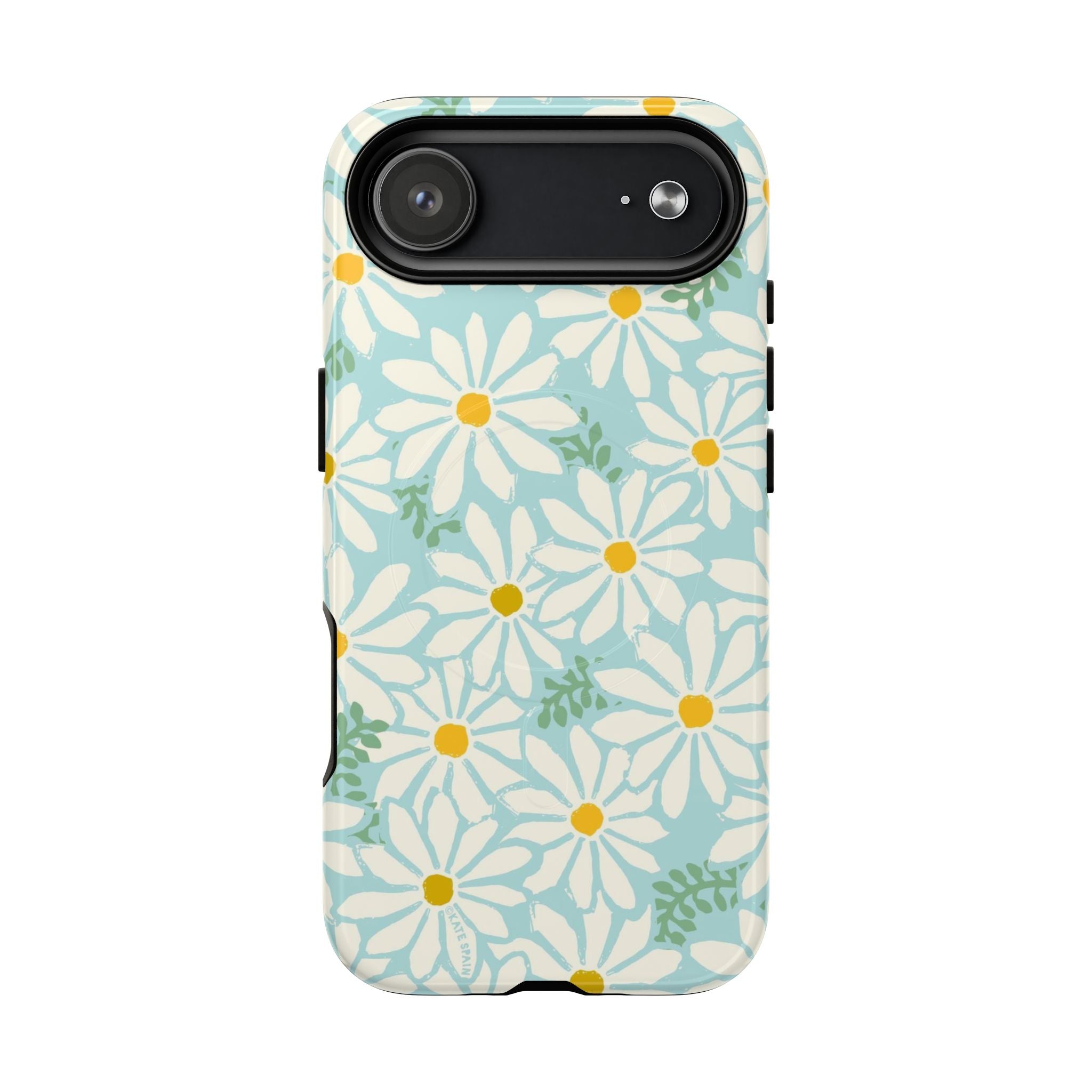 Daisies MagSafe iPhone 17 Air Case – Glossy | mint, white, yellow botanical daisy floral print