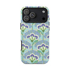 Lantern Flower Tough iPhone 17 Pro Max Case – Matte | aqua, periwinkle, green botanical lantern floral print