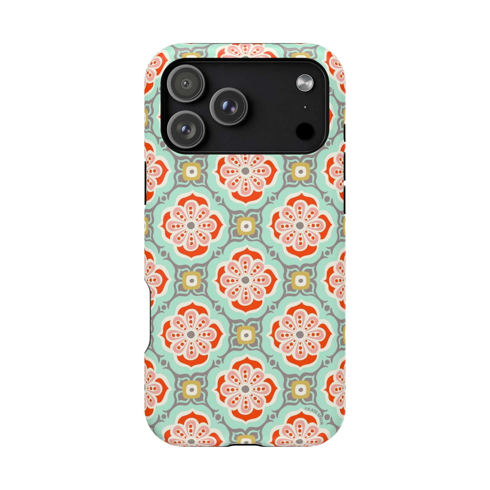 iPhone 17 Pro Max magnetic tough case featuring Alhambra geometric pattern in matte finish