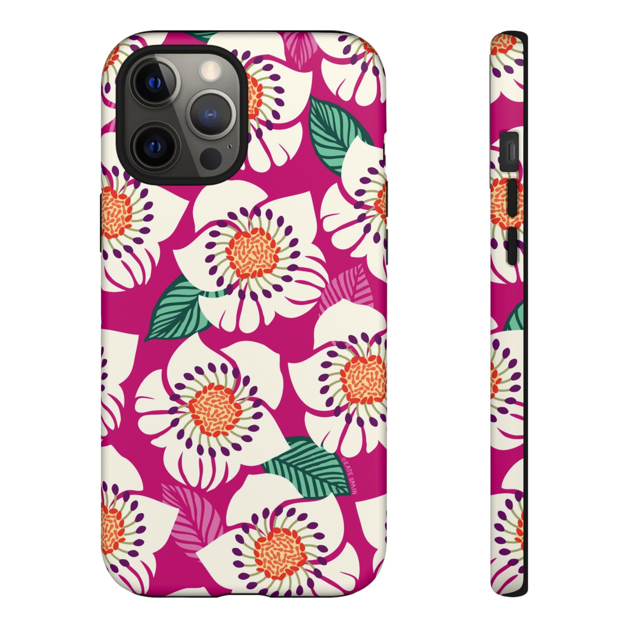 Panache Rose Tough iPhone 12 Pro Max Case – Matte | berry, cream white, peach anemone floral print