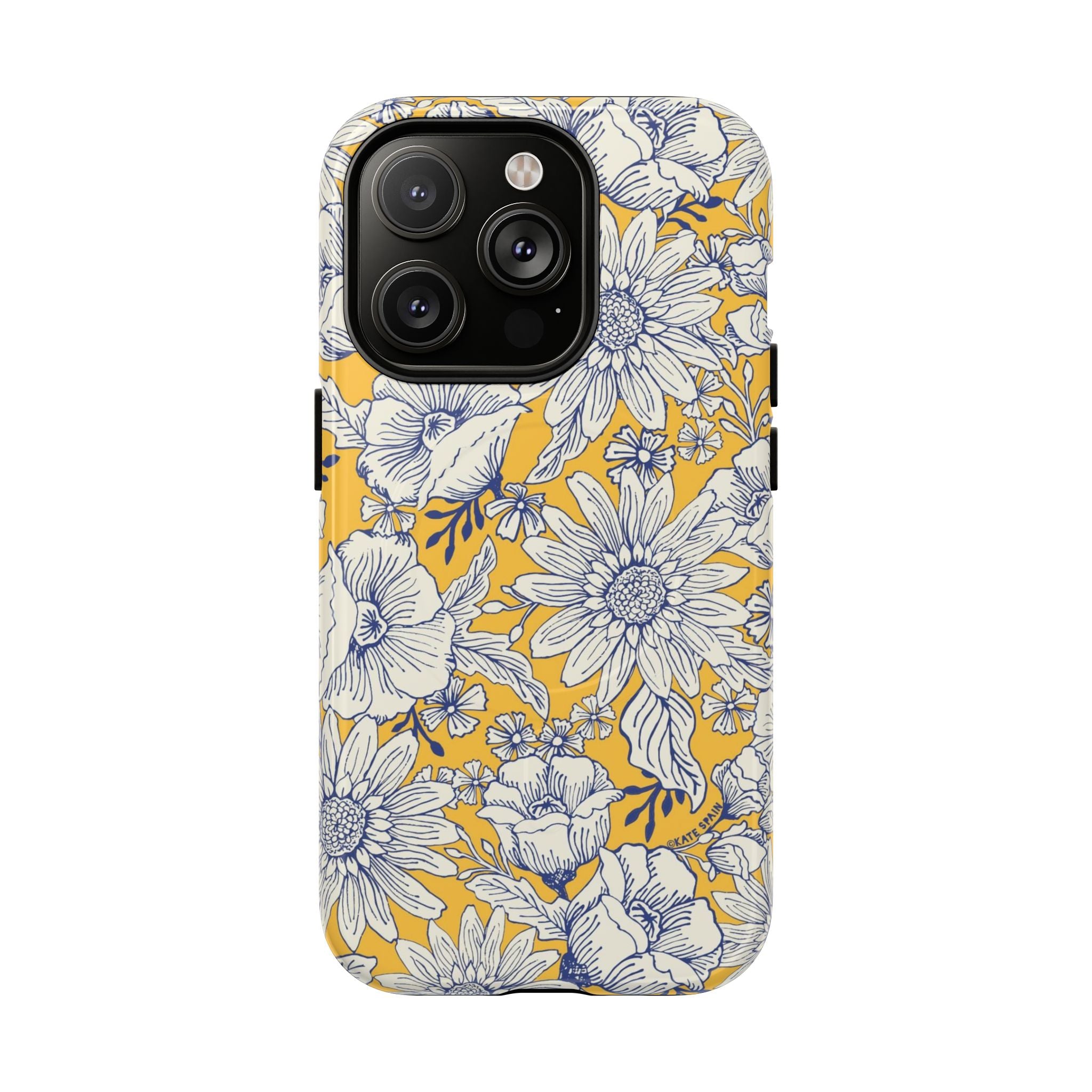 Jardin Yellow MagSafe iPhone 14 Pro Case – Glossy | yellow and cream botanical garden print