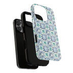 Horizon Blue Tile Tough iPhone 16 Pro Max Case – Glossy, blowout dual-layered construction | blue, turquoise, cream white dual-layer protection