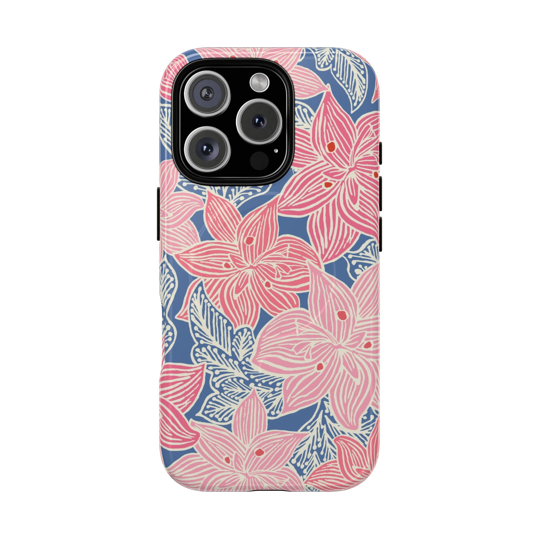 Hibiscus Lagoon MagSafe iPhone 14 Pro Max Case – Matte | coral, blush, cream, dusty blue hibiscus botanical print