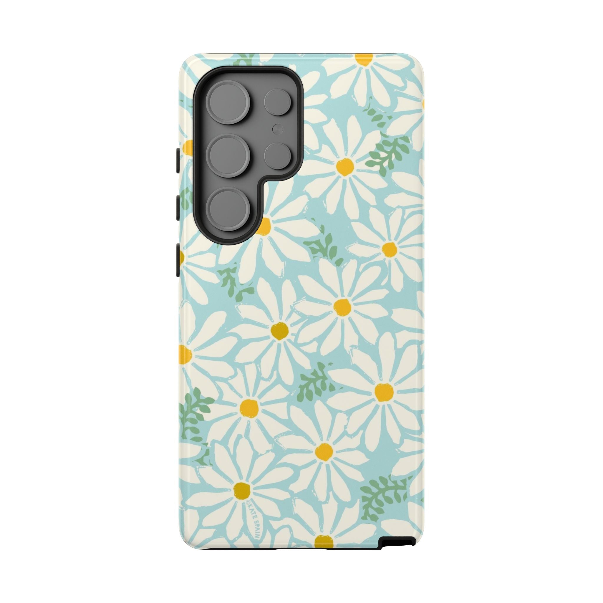 Luxury Daisies Samsung Galaxy S25 Ultra Case – Matte | white, yellow, aqua daisy floral print