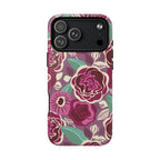 Luxury Tea Rose Burgundy MagSafe iPhone 17 Pro Max Case – Glossy | burgundy, magenta, plum botanical rose floral print
