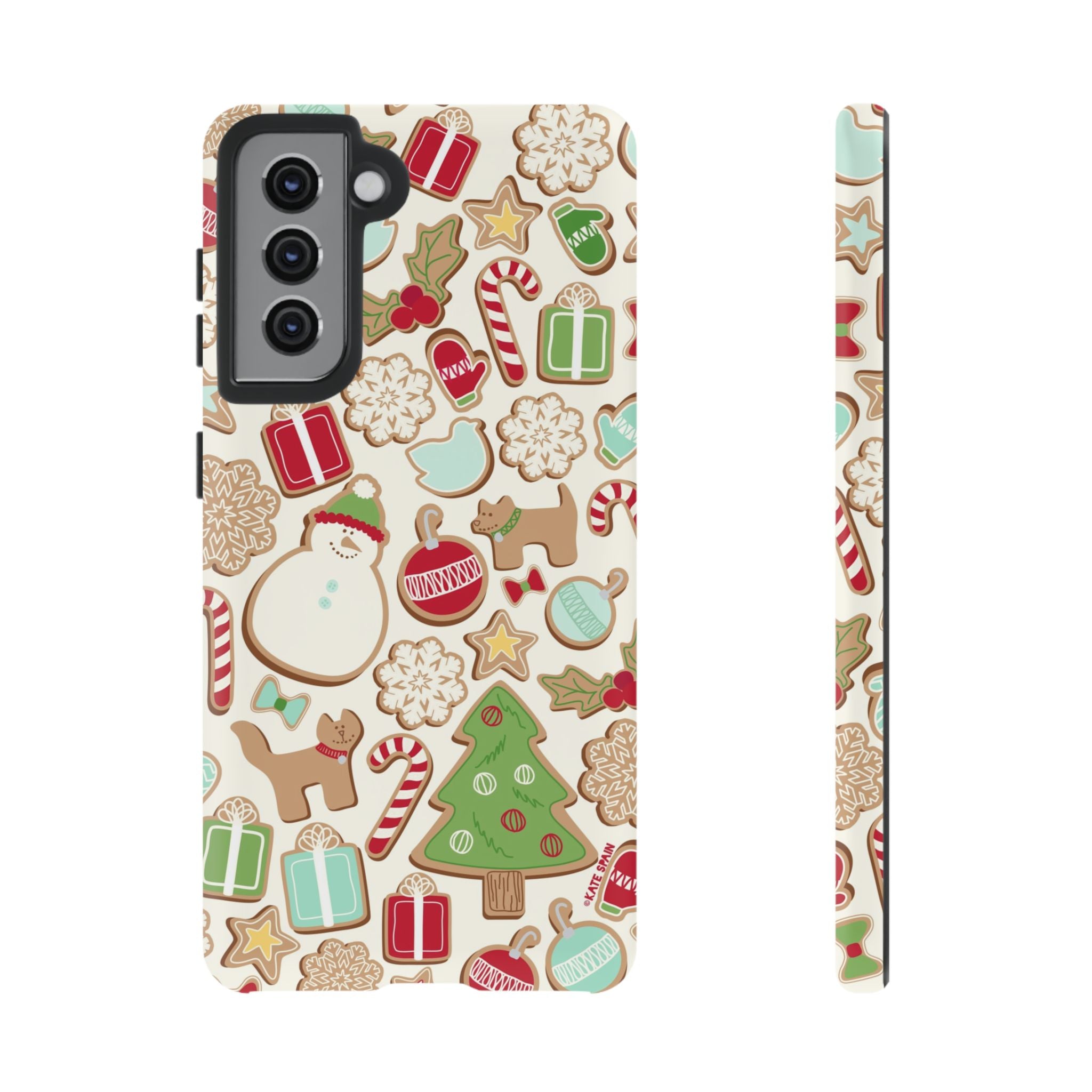 Gingerbread Cookies Samsung Galaxy S21 Case – Matte | cream, red, green gingerbread holiday cookie print