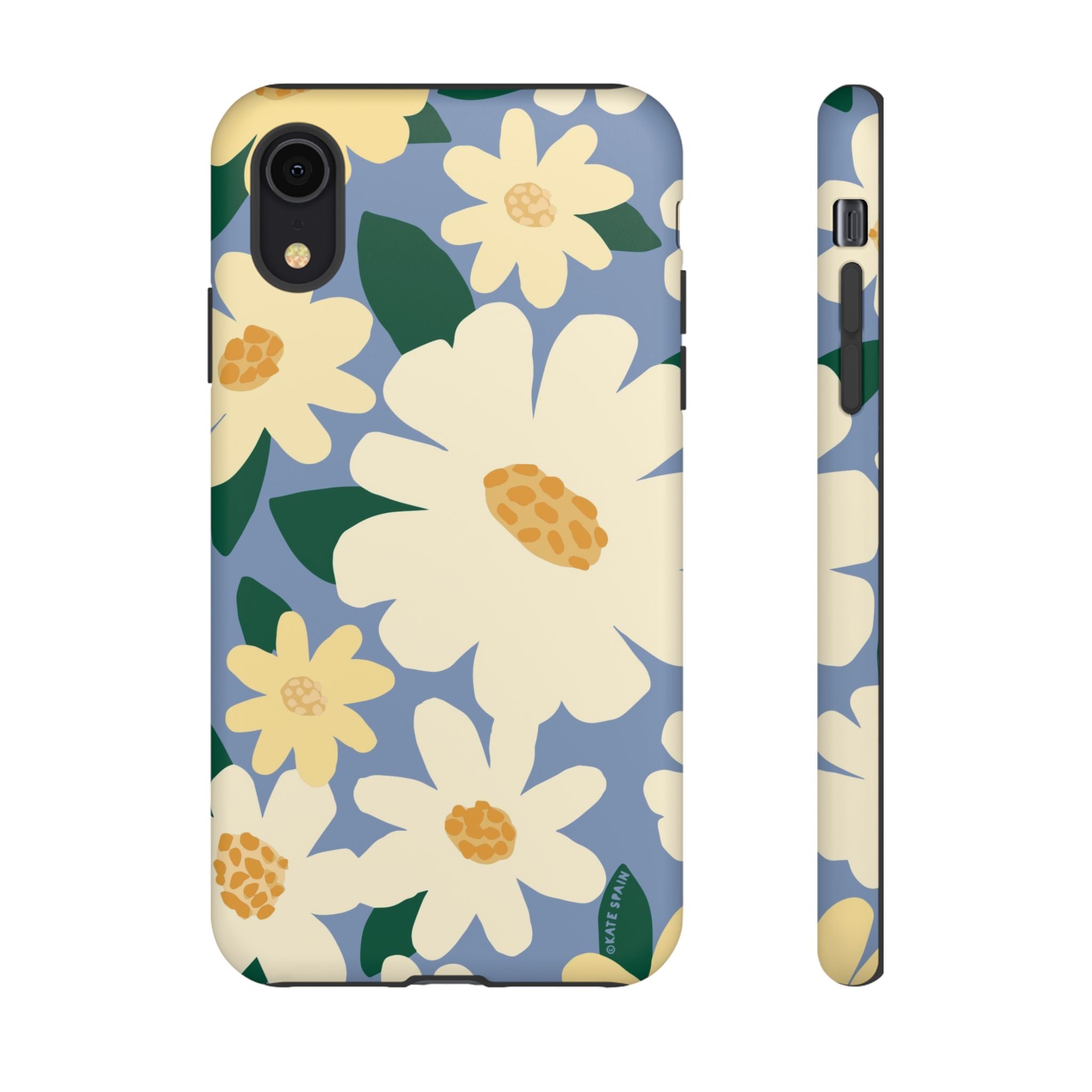 Chamomile Tough iPhone XR Case – Matte | periwinkle, cream, yellow botanical daisy floral print