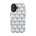 Seashells Tough iPhone 17 Case – Matte | periwinkle, cream, blush scallop shell print