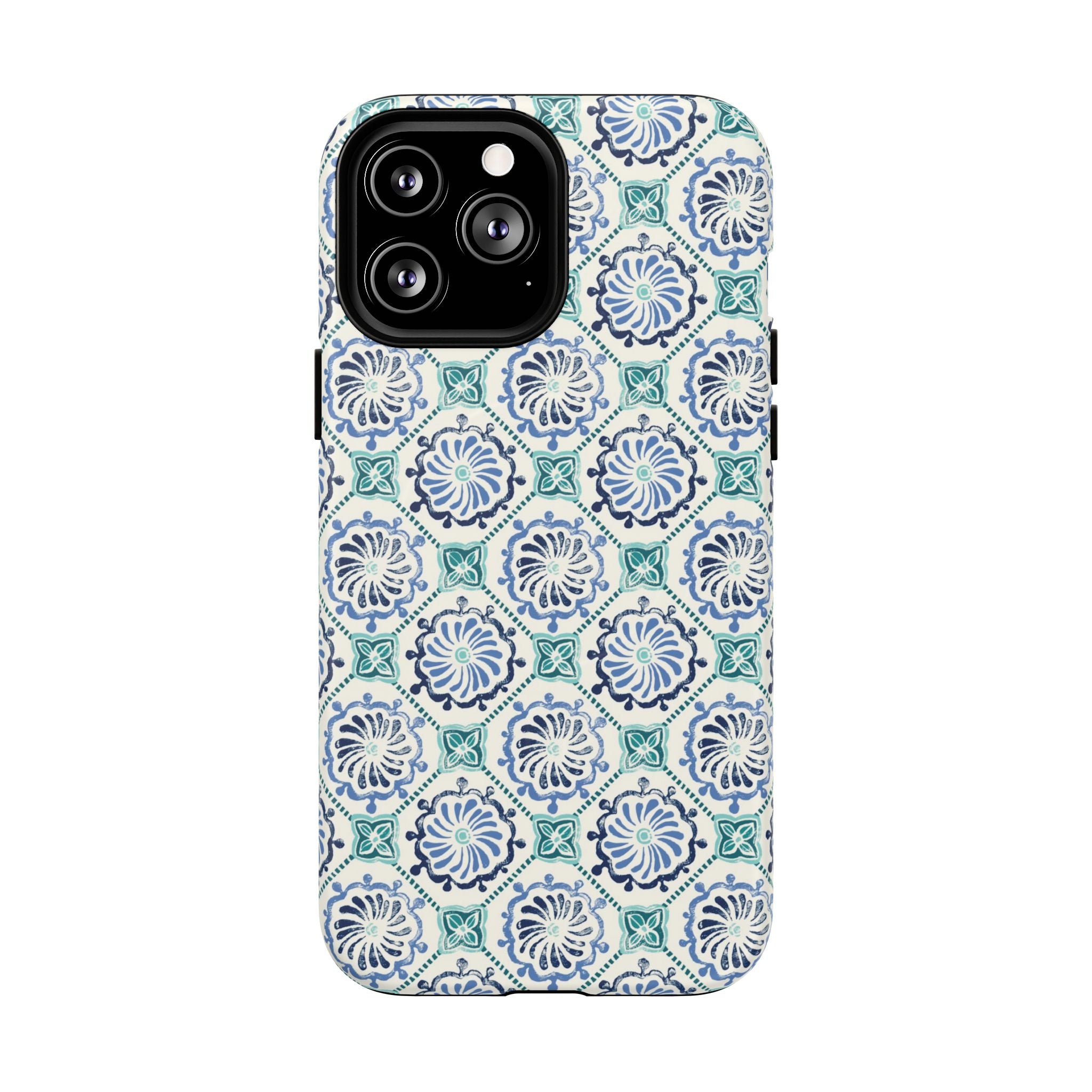 Horizon Blue Tile MagSafe iPhone 13 Pro Max Case – Matte | blue, turquoise, cream white MagSafe compatible, dual-layer protection