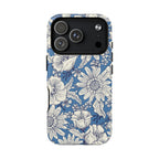 Jardin Blue MagSafe iPhone 17 Pro Case – Matte | blue and cream botanical garden print
