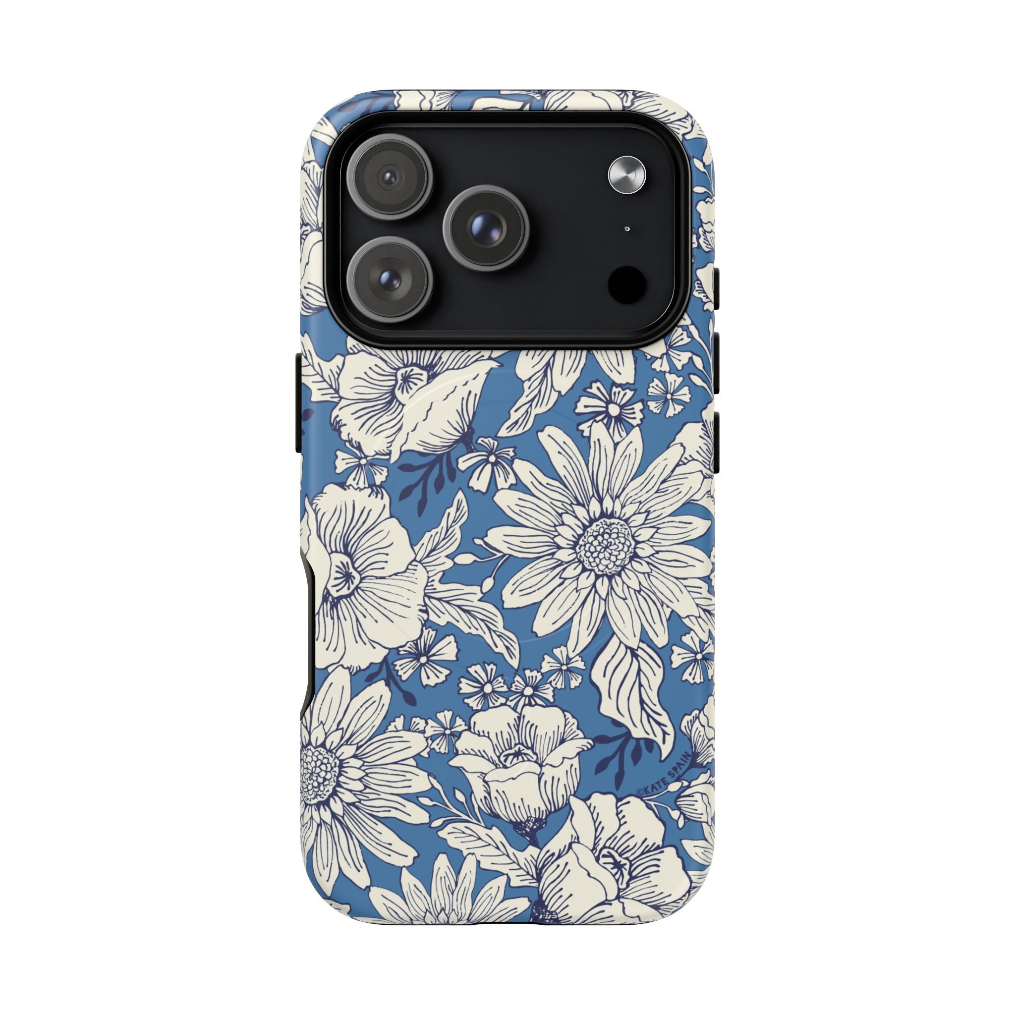 Jardin Blue MagSafe iPhone 17 Pro Case – Matte | blue and cream botanical garden print