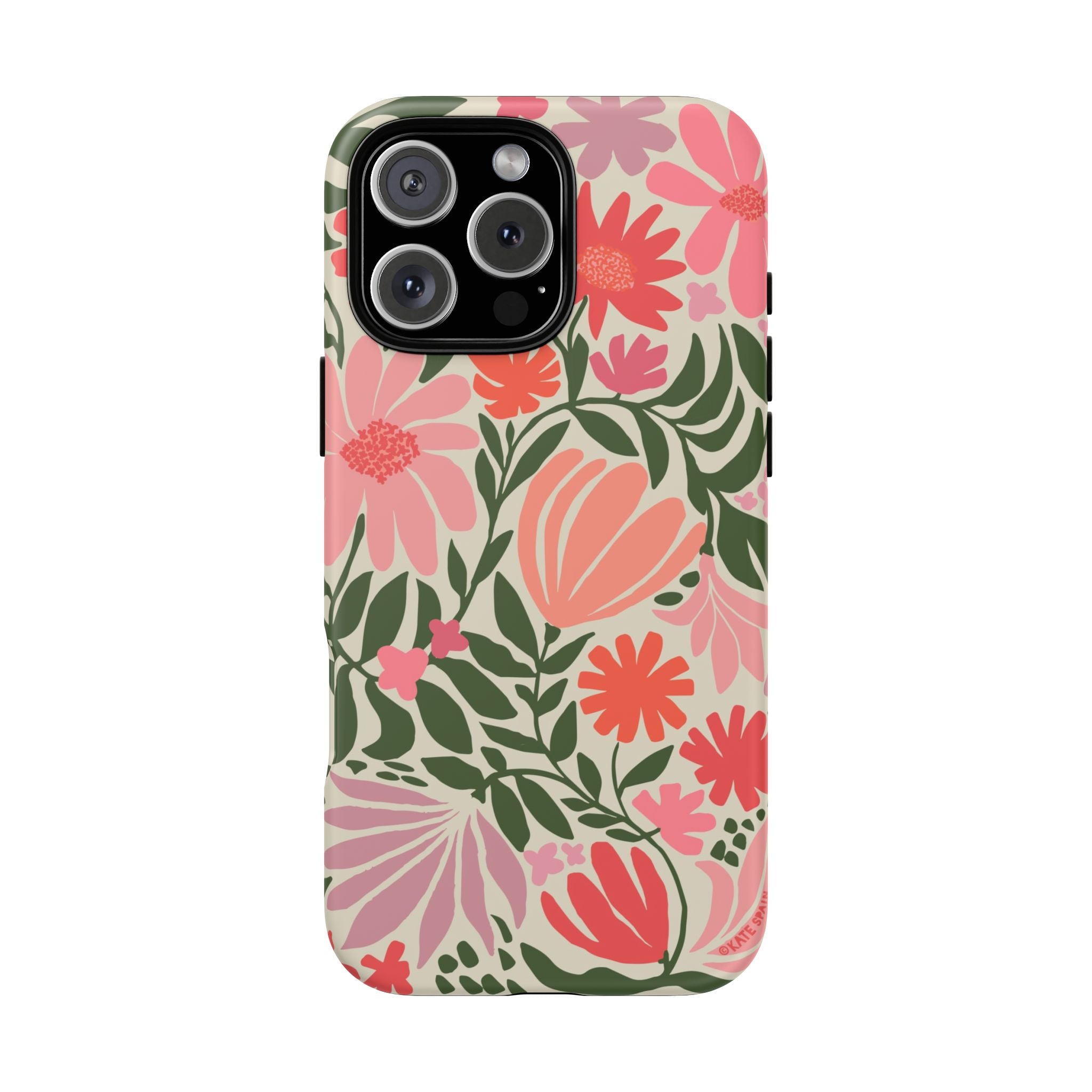 Calendula Tough iPhone 16 Pro Max Case – Matte | periwinkle, cream, teal graphic daisy floral print