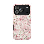 Pink Cherry Blossom MagSafe iPhone 17 Pro Case – Glossy | light pink, white, cherry blossom floral print