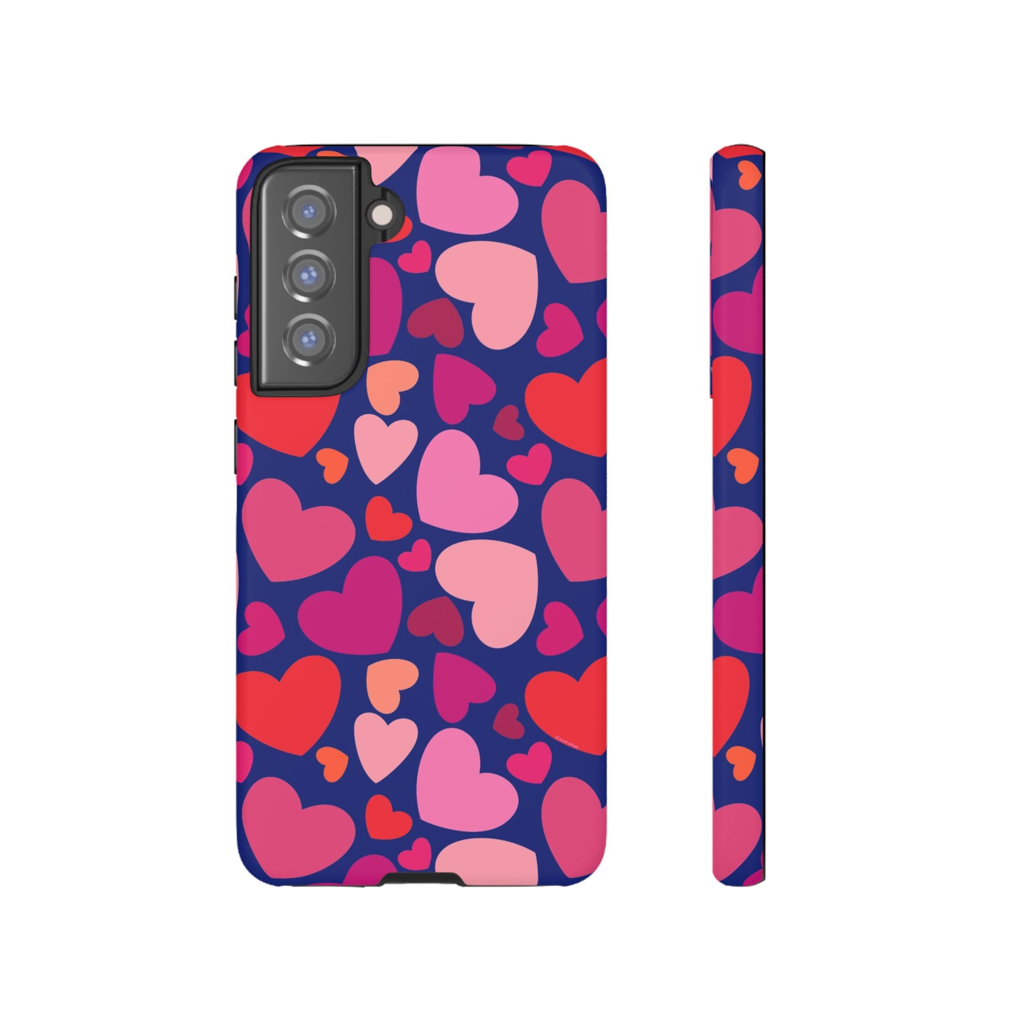 Hearts Samsung Galaxy S21 FE Case – Matte | navy, pink, blush, red heart print