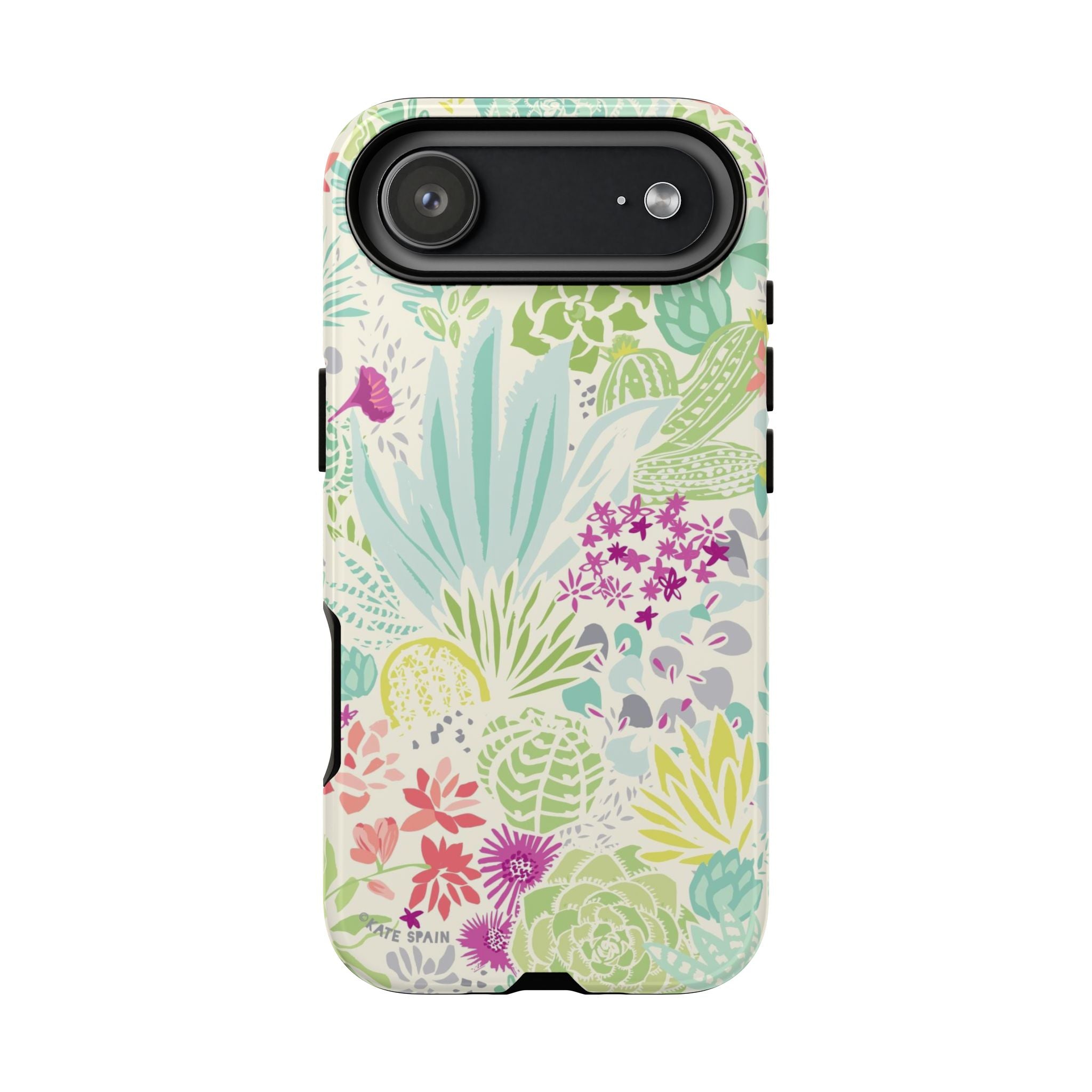 Canyon Tough iPhone 17 Air Case – Glossy | cream, sage, aqua, mauve, fuschia botanical succulent print