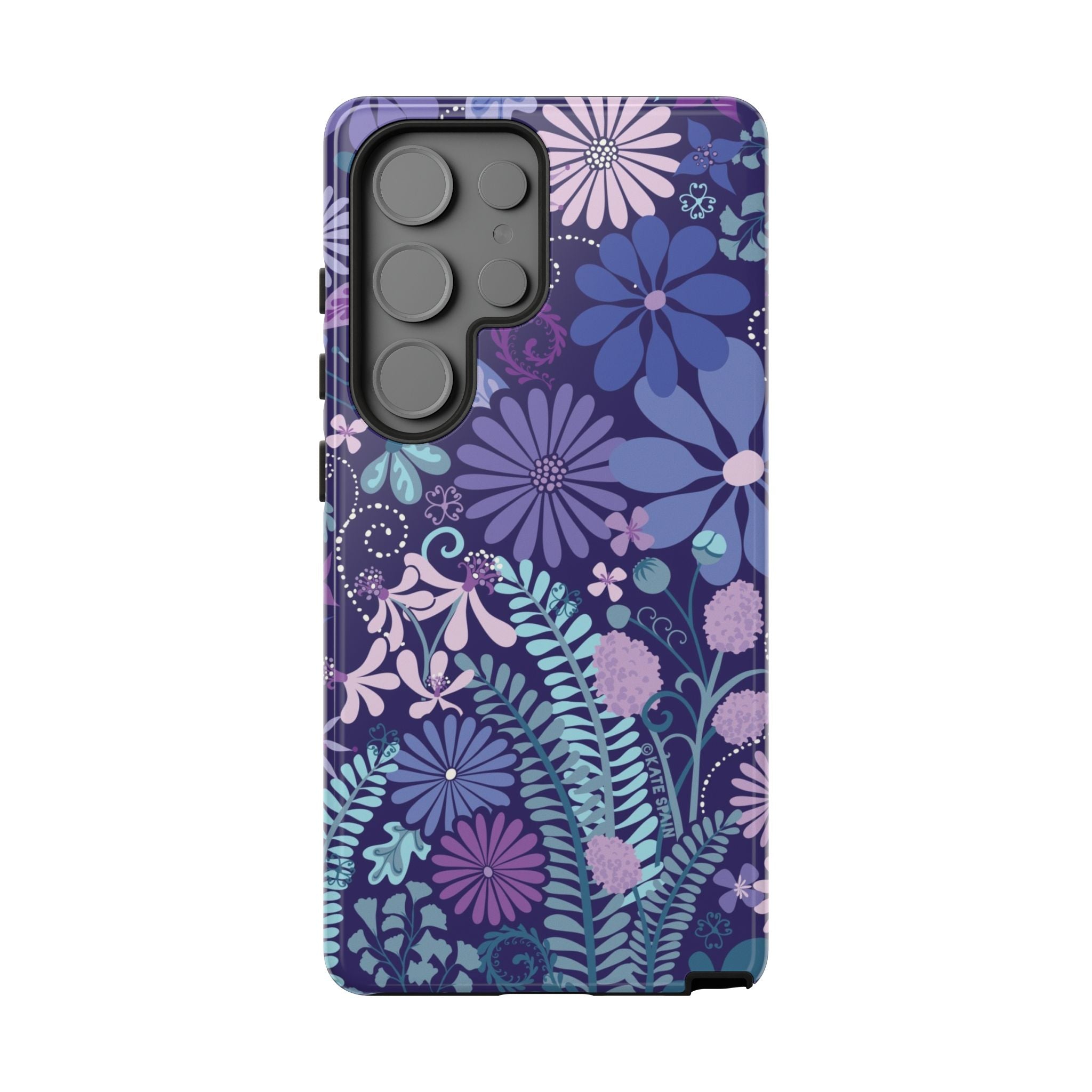 Luxury Terrain Samsung Galaxy S25 Ultra Case – Matte | navy, purple, aqua botanical woodland floral print
