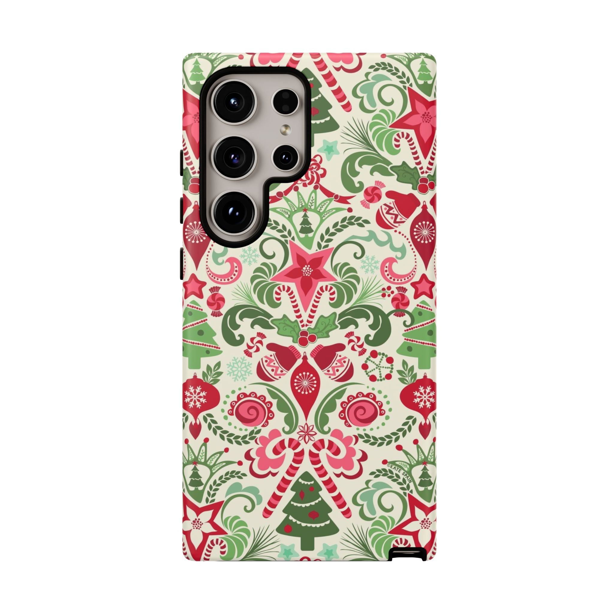 Luxury Wonderland Samsung Galaxy S24 Ultra Case – Matte | cream, red, green ornate damask Christmas floral print