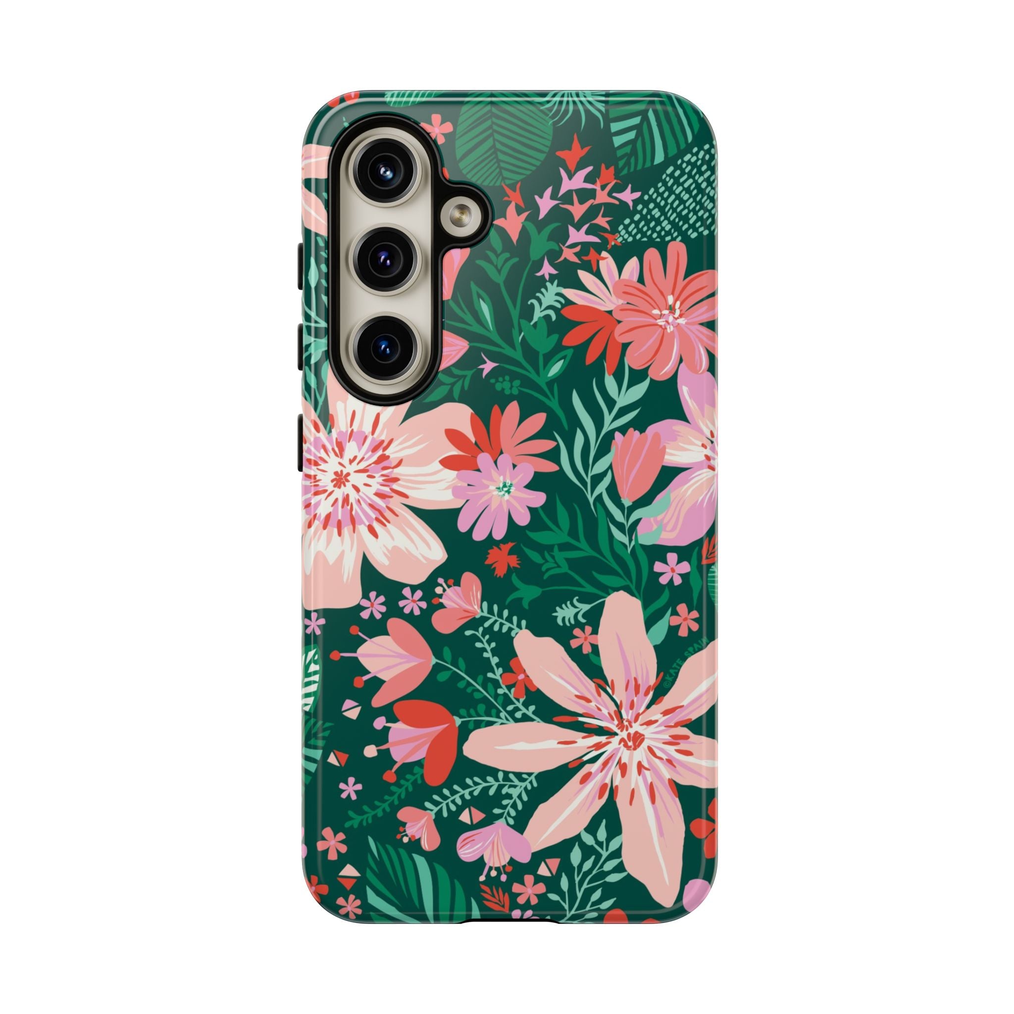 Tropical Bonaire Samsung Galaxy S24 Case – Glossy | jade, pink, white tropical floral botanical print