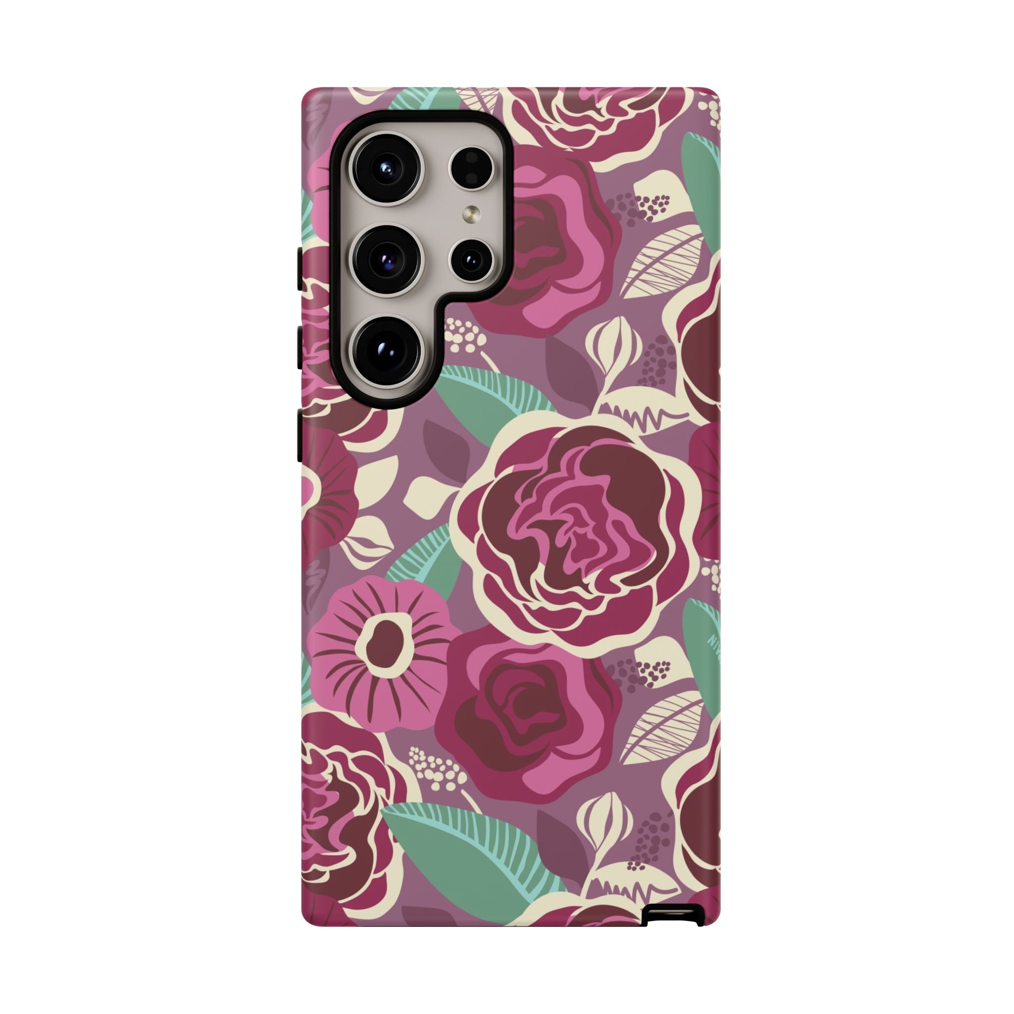 Luxury Tea Rose Burgundy Samsung Galaxy S24 Ultra Case – Matte | burgundy, magenta, plum botanical rose floral print